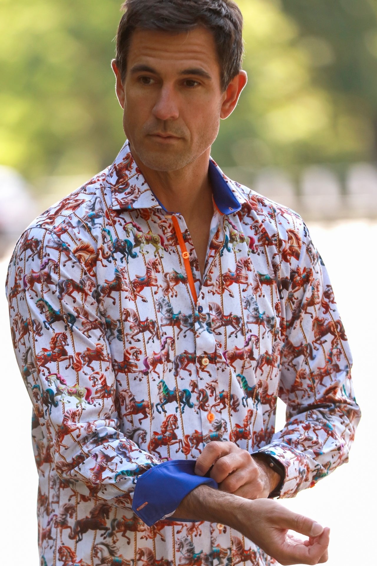 CAROUSEL HORSES PRINT SHIRT - Premium Men's Patterned Shirt by Claudio Lugli | Bold Design, Tailored Fit, Best Printed Shirts