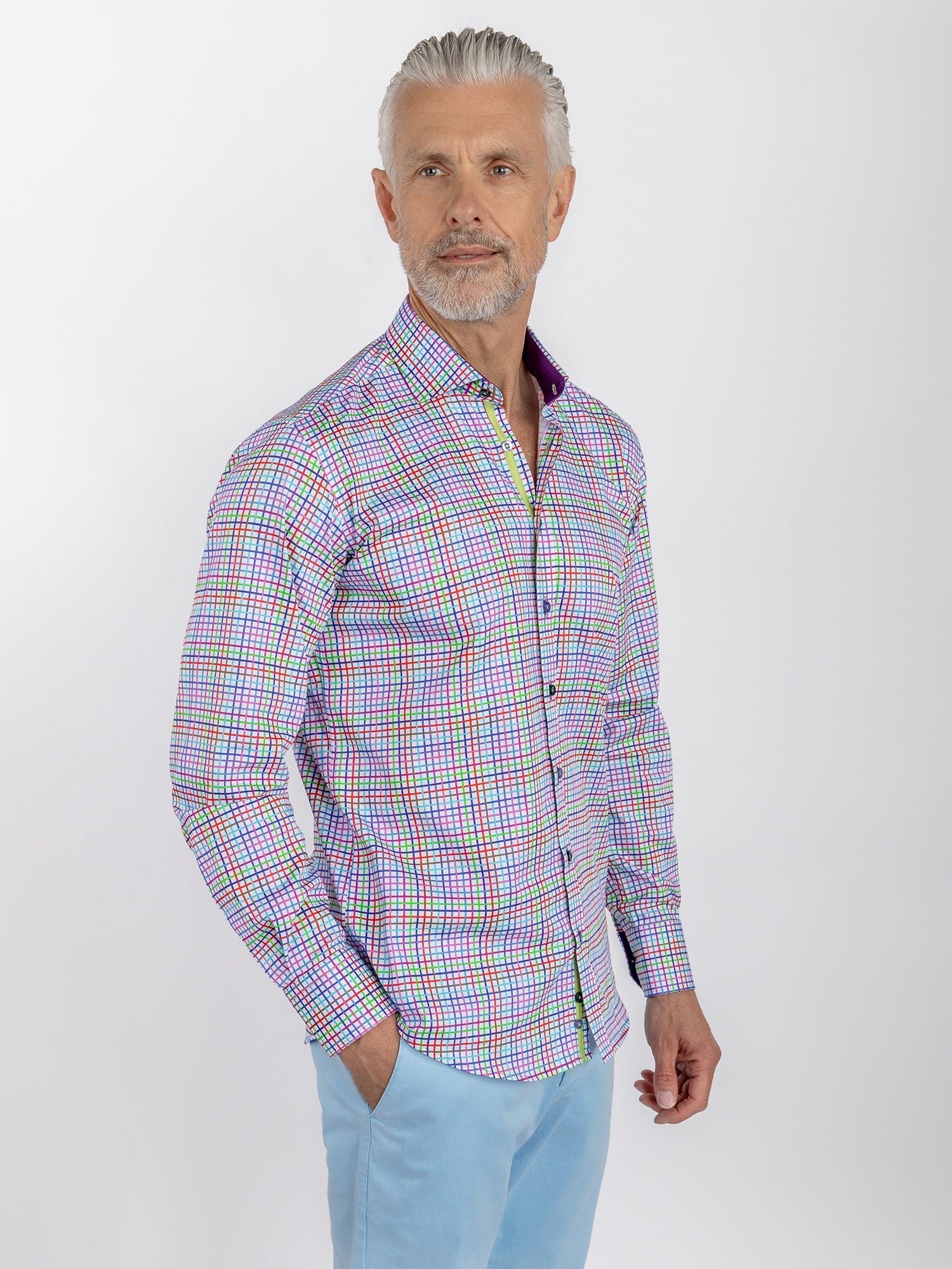 CHECK GINGHAM PURPLE INSERT - Claudio Lugli Shirts