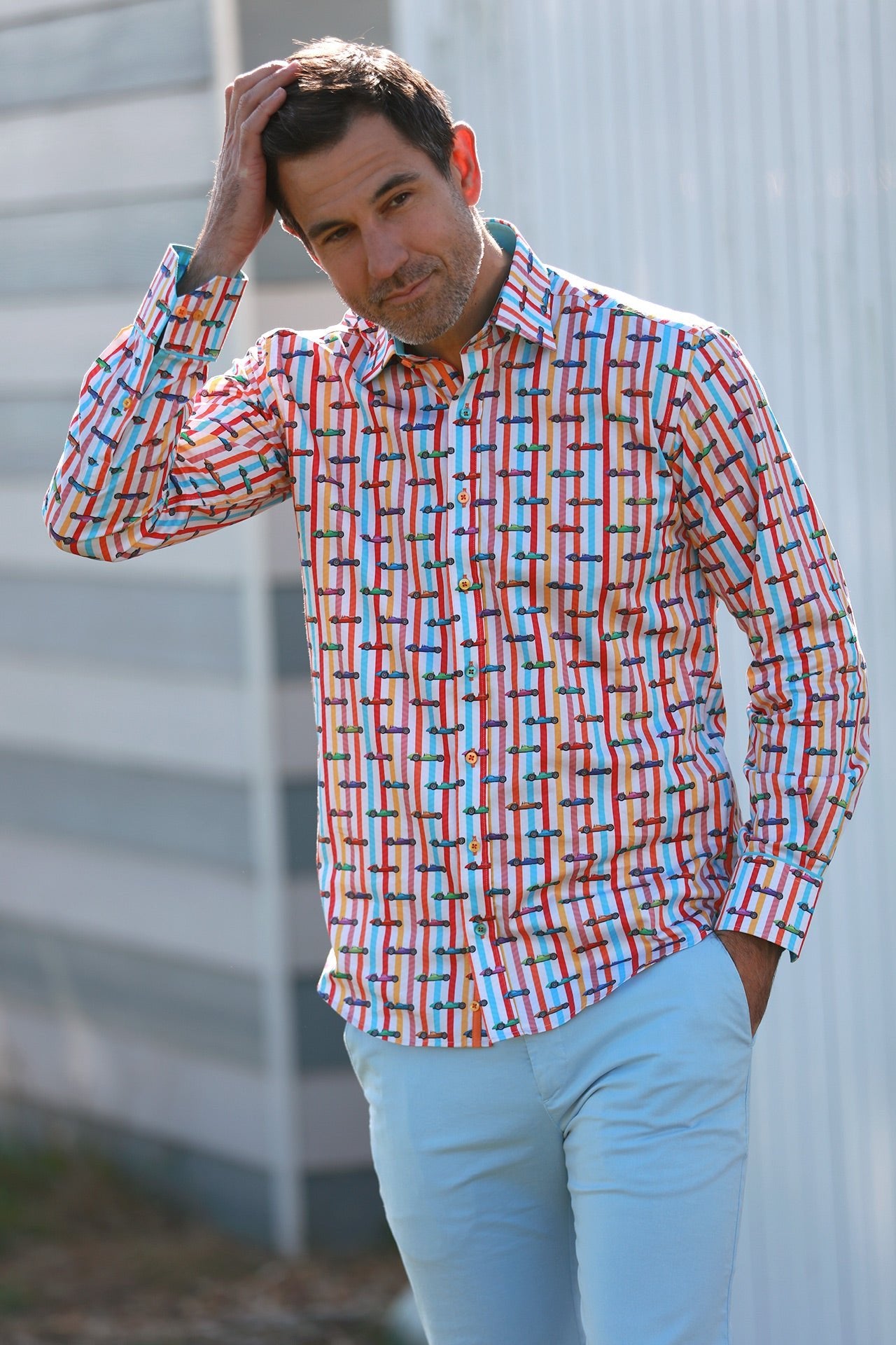 VINTAGE GRAND PRIX SHIRT - Premium Men's Patterned Shirt by Claudio Lugli | Bold Design, Tailored Fit, Best Printed Shirts