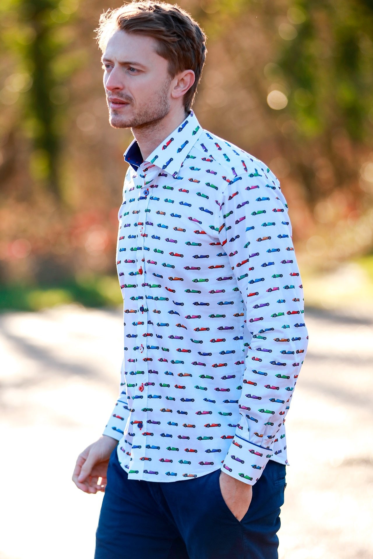 VINTAGE GRAND PRIX SHIRT - Premium Men's Patterned Shirt by Claudio Lugli | Bold Design, Tailored Fit, Best Printed Shirts