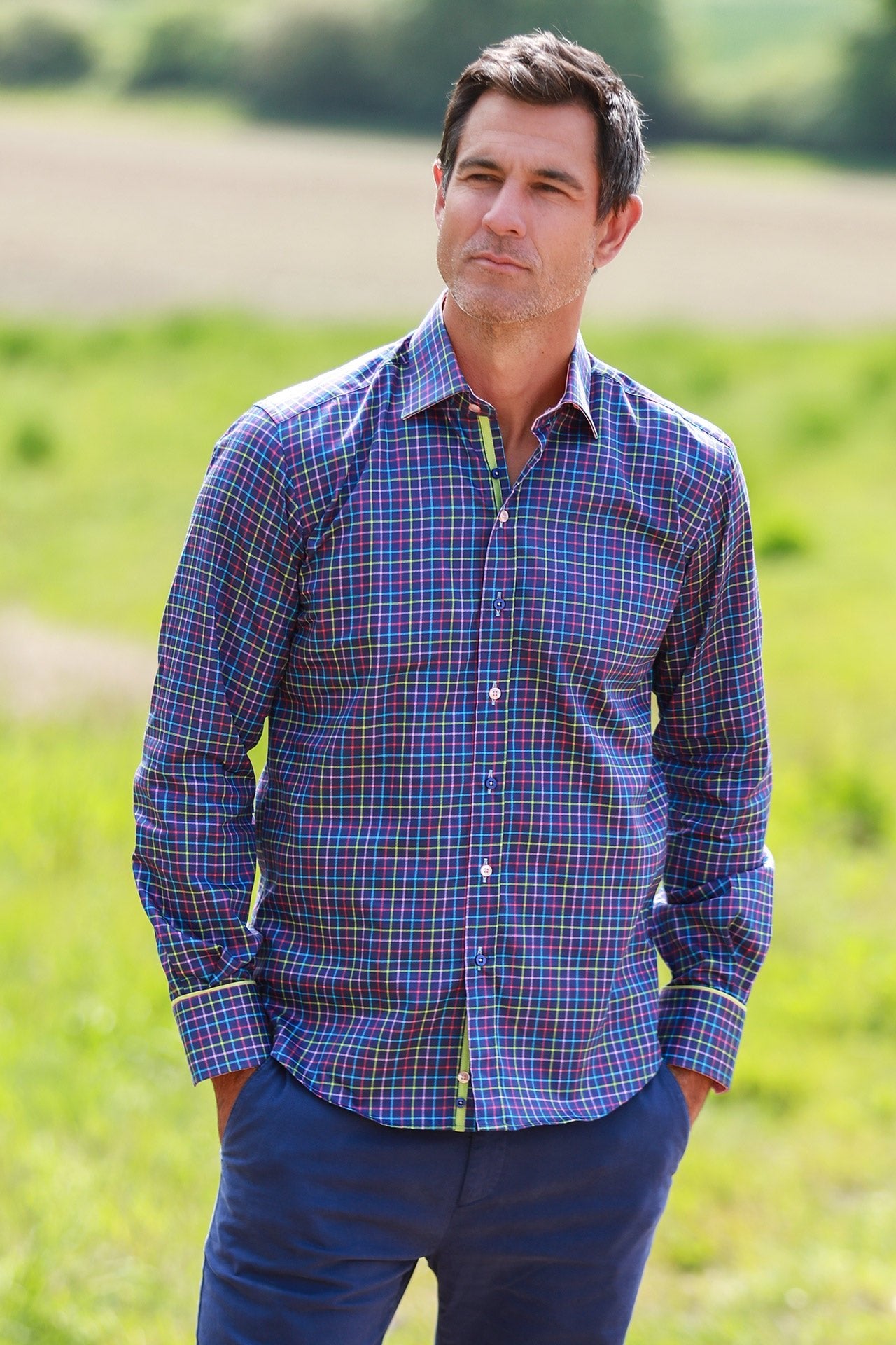 CL2539 NAVY CHECK - Claudio Lugli Shirts