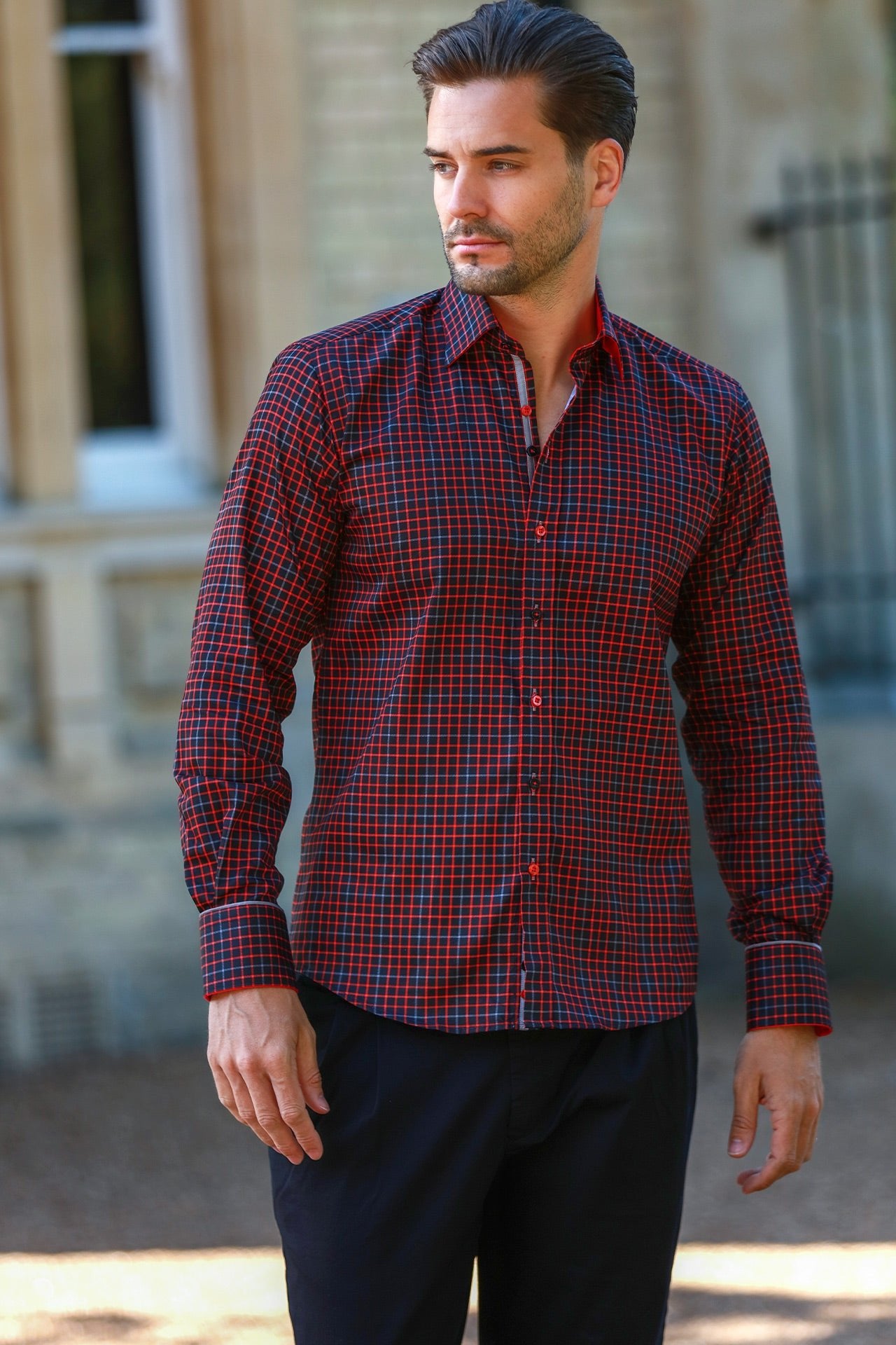 CL2542 BLACK CHECK - Claudio Lugli Shirts