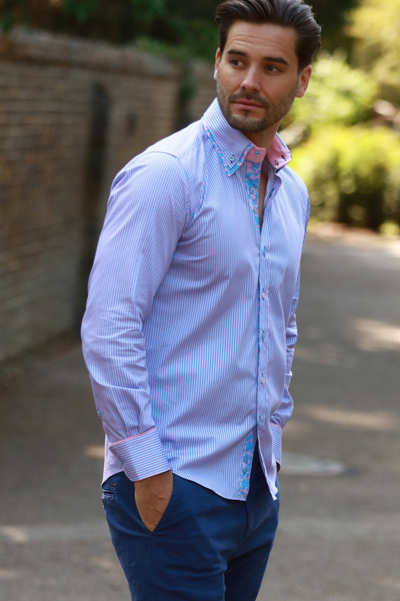 CL2550 STRIPE DOUBLE COLLAR - Claudio Lugli Shirts