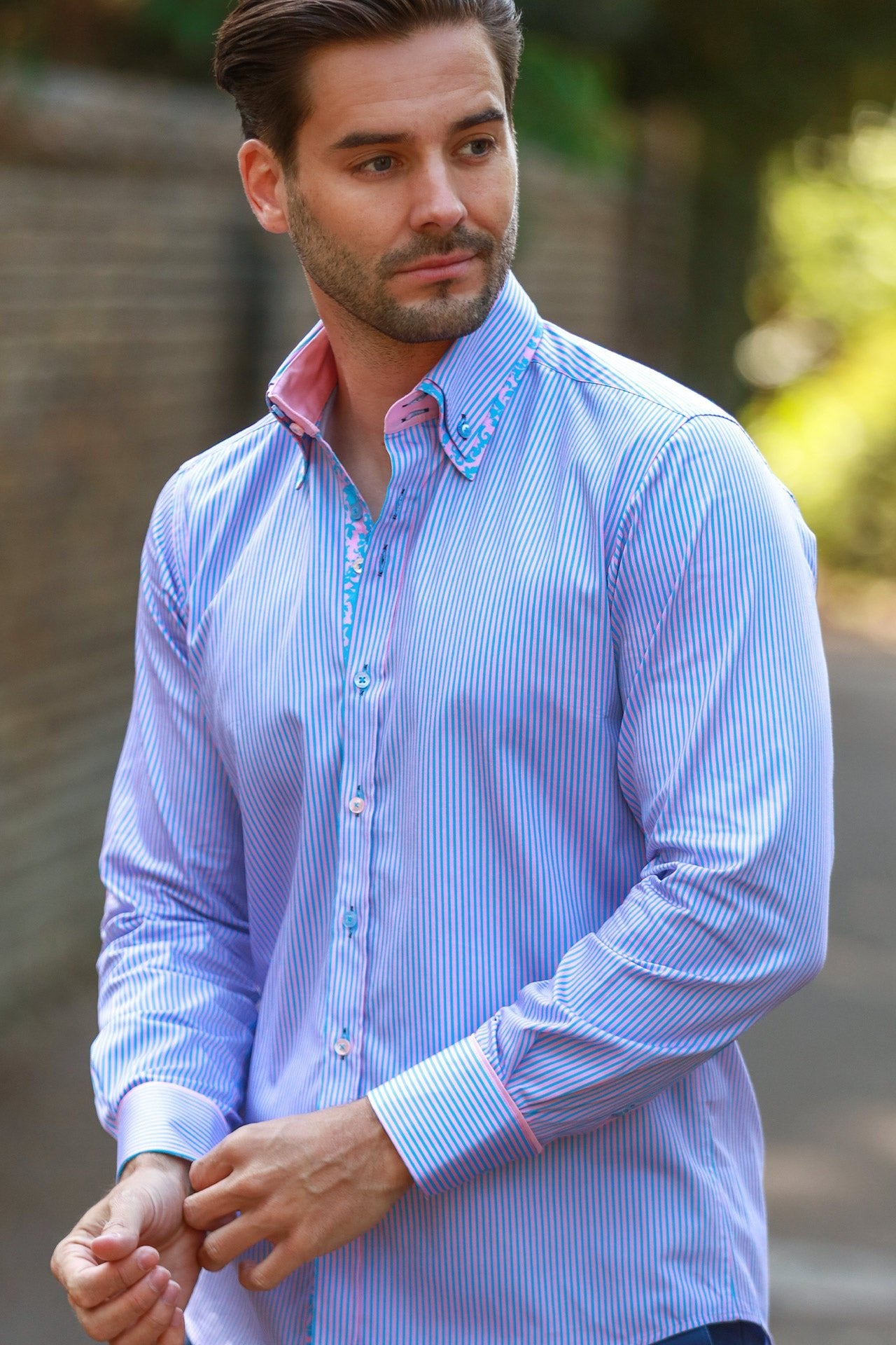 CL2550 STRIPE DOUBLE COLLAR - Claudio Lugli Shirts