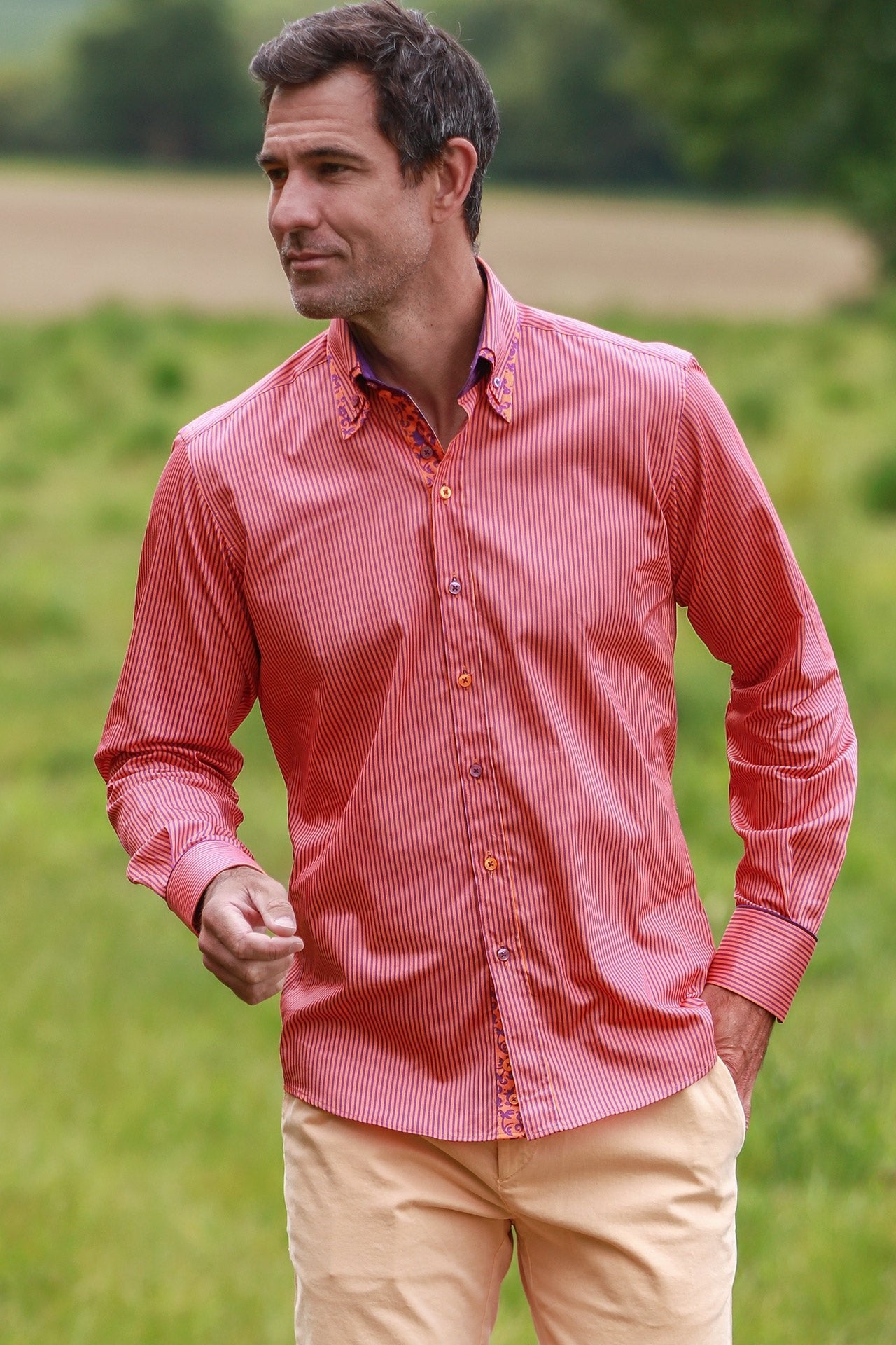 CL2550 STRIPE DOUBLE COLLAR - Claudio Lugli Shirts