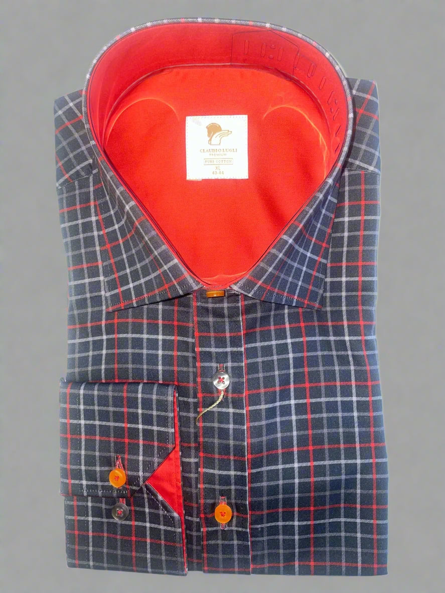 CL2557 Grey - Premium Men's Patterned Shirt by Claudio Lugli | Bold Design, Tailored Fit, Best Printed Shirts