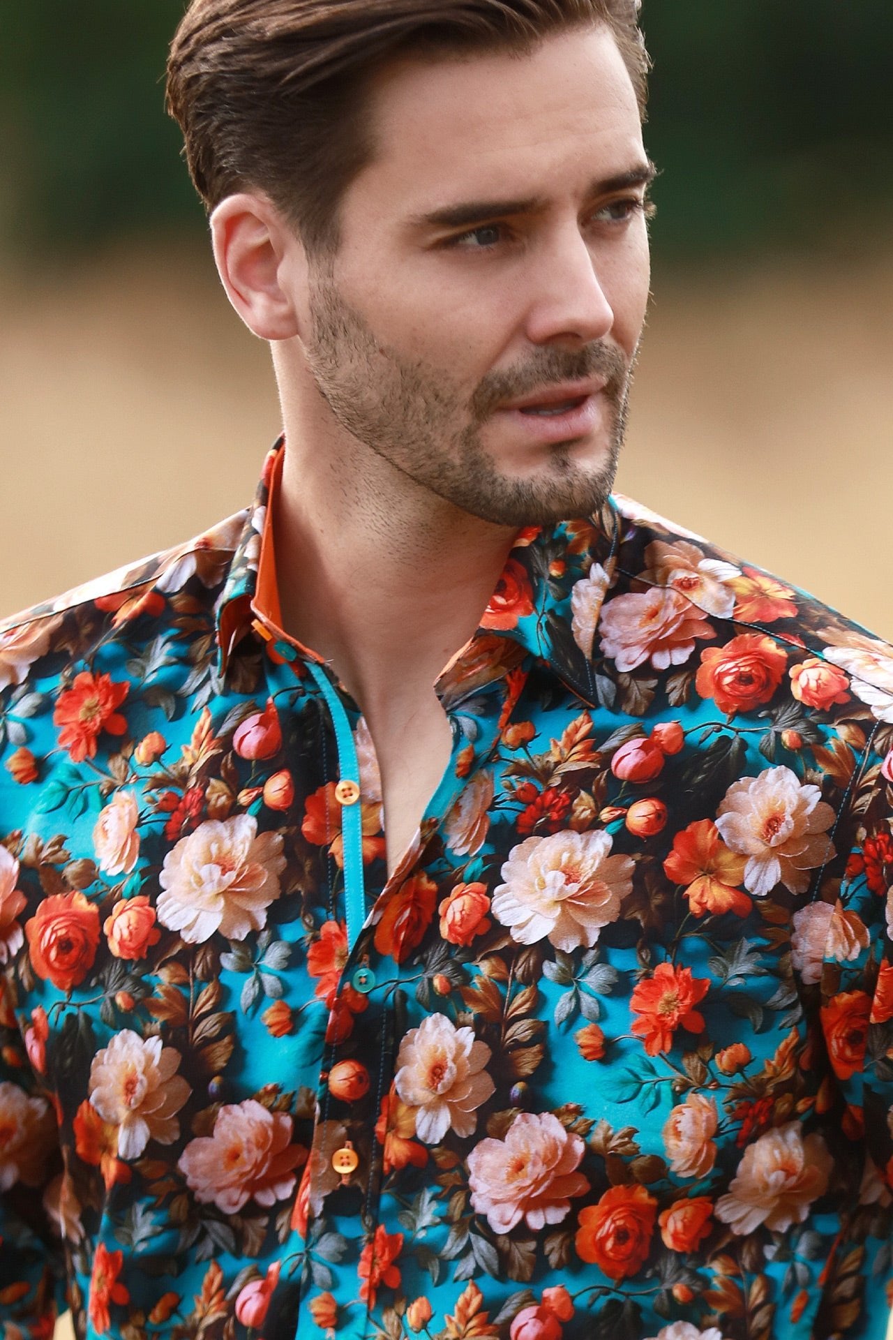 CL2566 AQUA 3D FLOWERS - Claudio Lugli Shirts