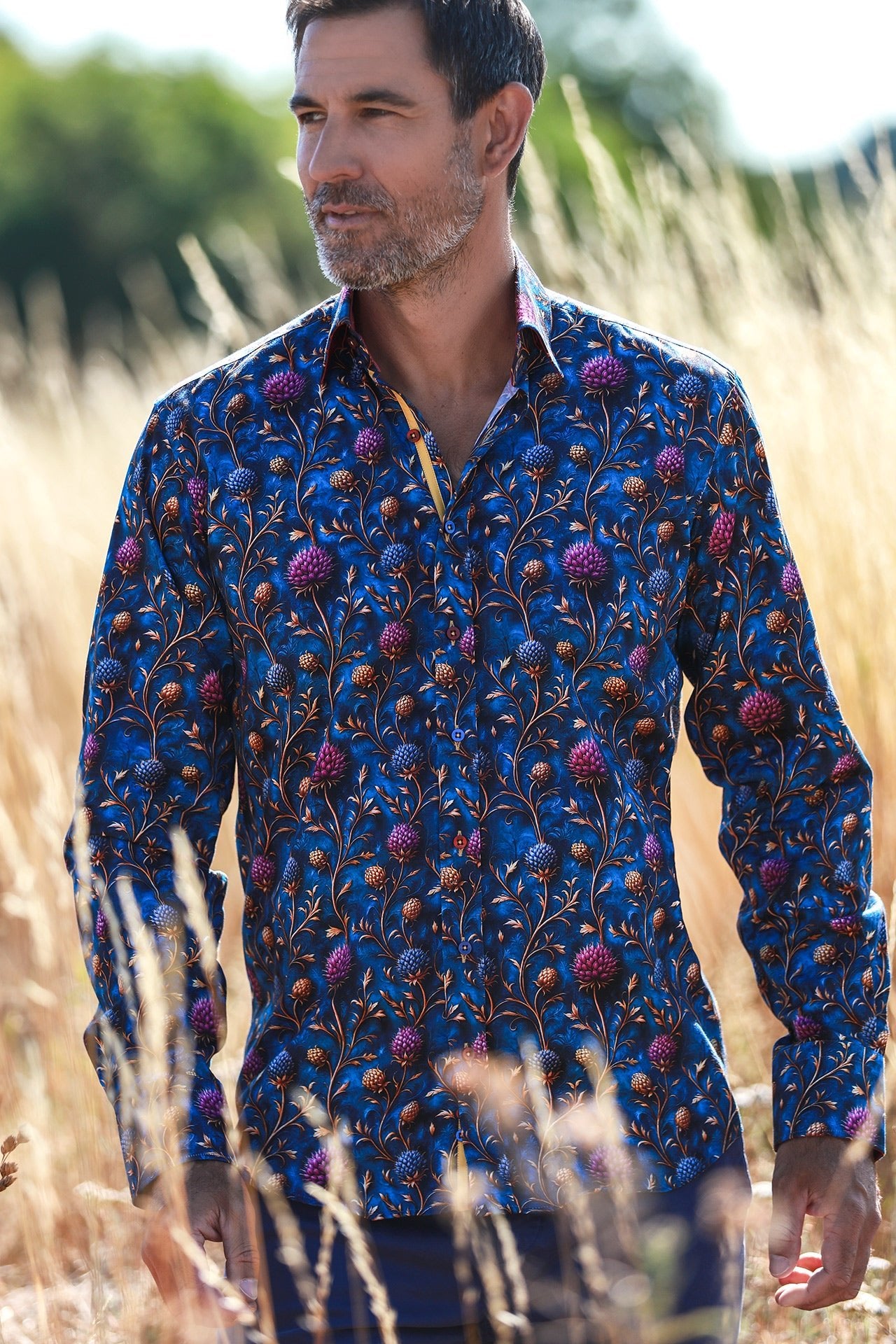 CL2568 BLUE FLOWERS - Claudio Lugli Shirts