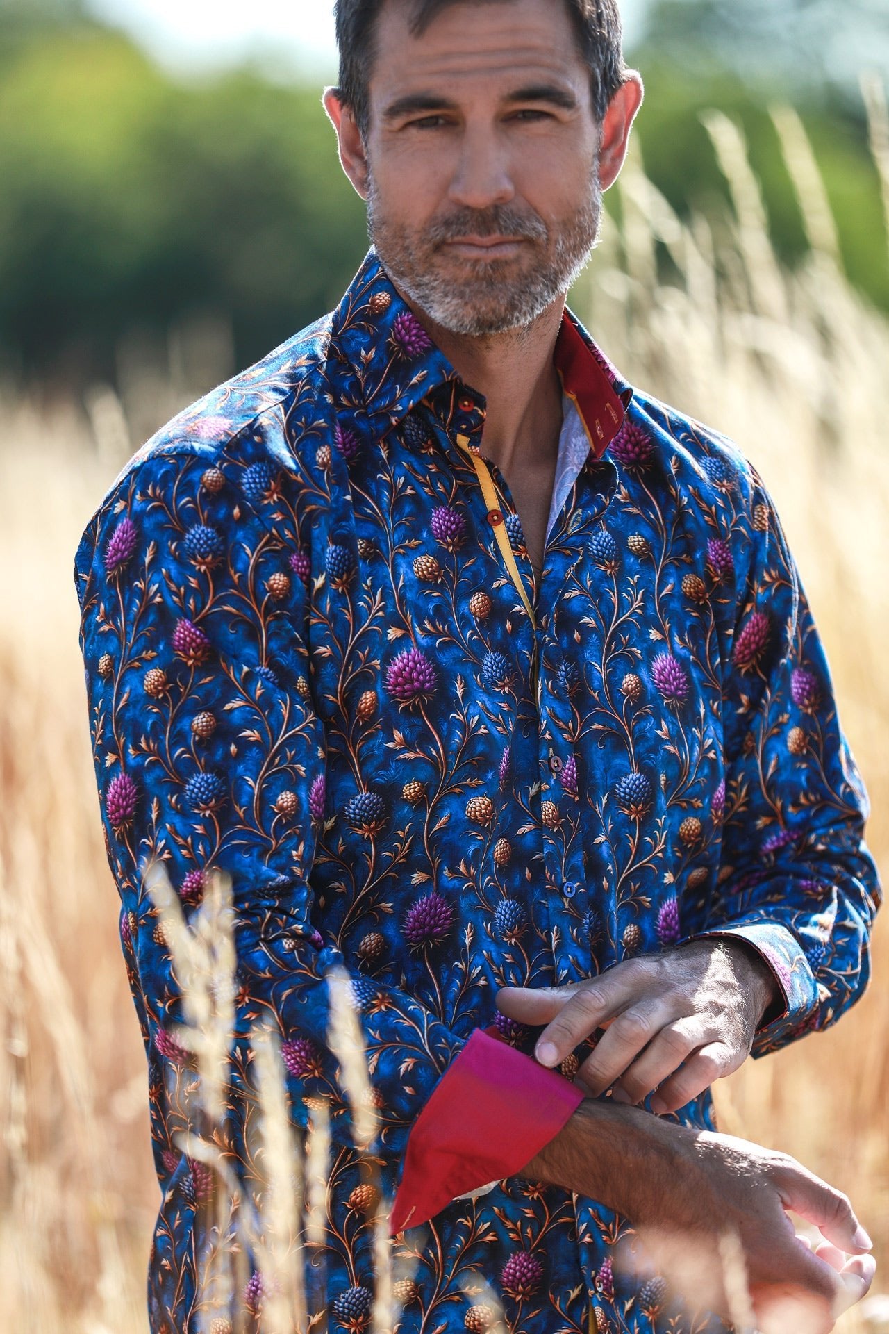 CL2568 BLUE FLOWERS - Claudio Lugli Shirts