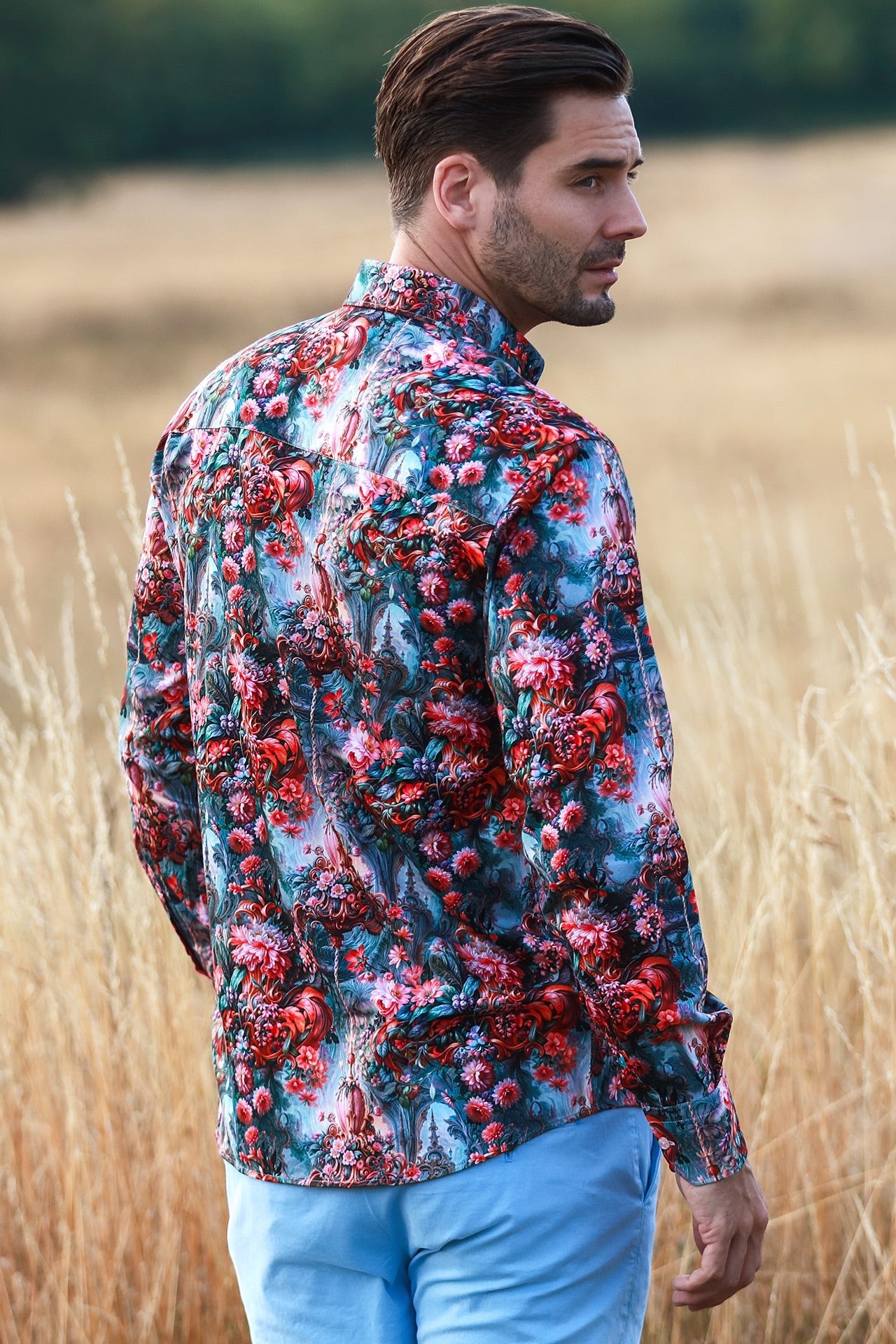 CL2571 GREEN VICTORIAN FLOWER - Claudio Lugli Shirts