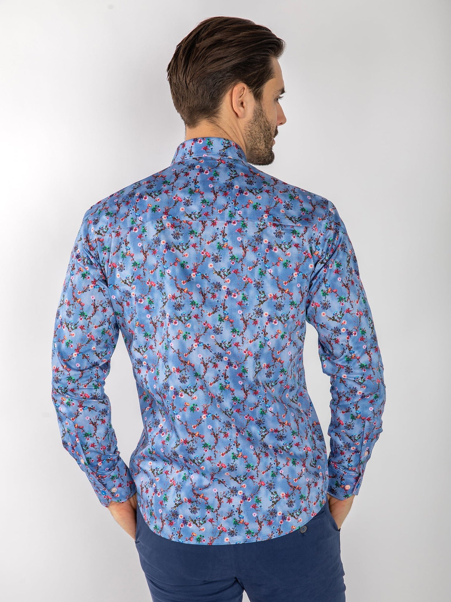 CL2578 BLUE TIE DYE FLOWERS - Claudio Lugli Shirts