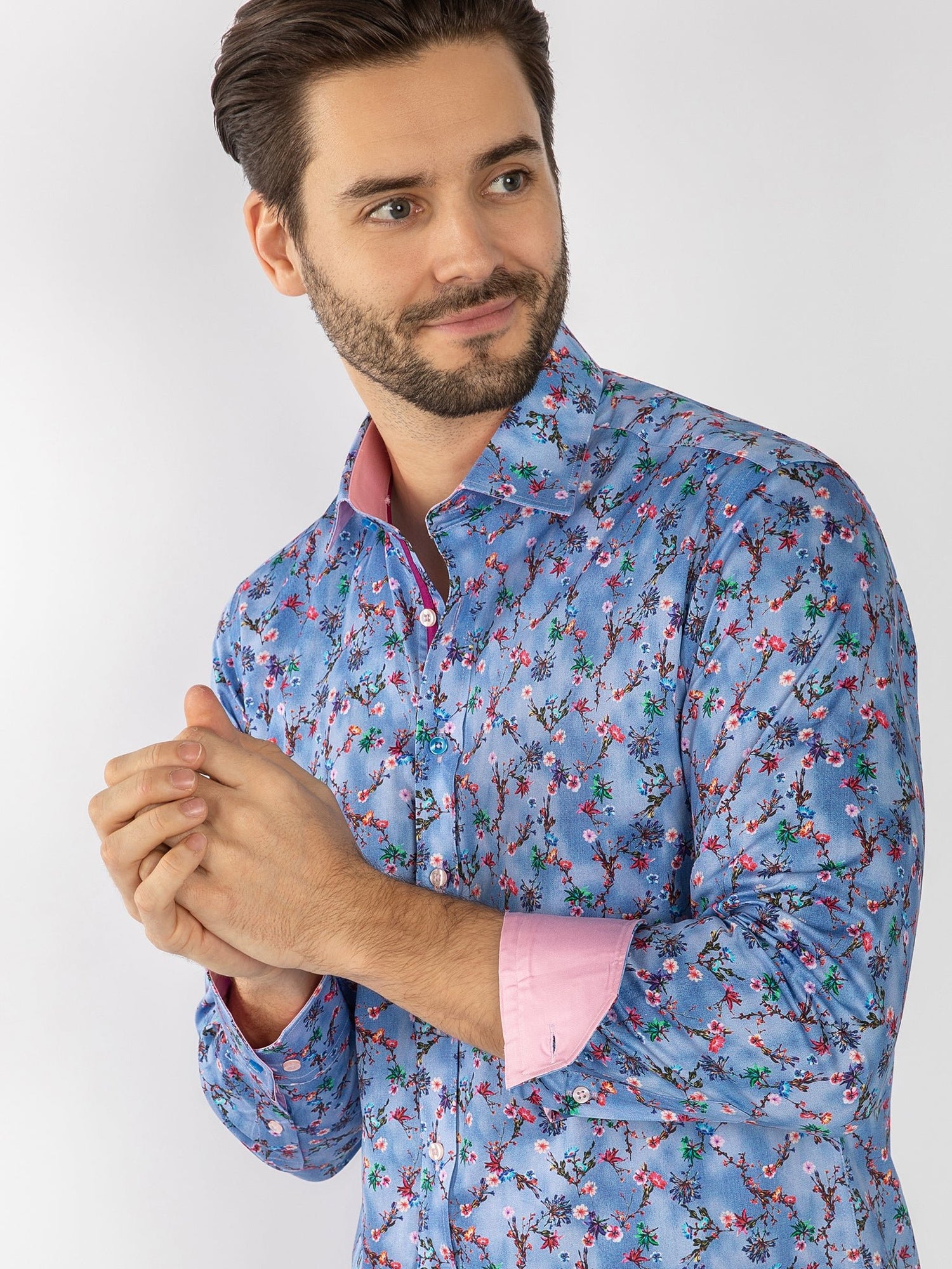 CL2578 BLUE TIE DYE FLOWERS - Claudio Lugli Shirts