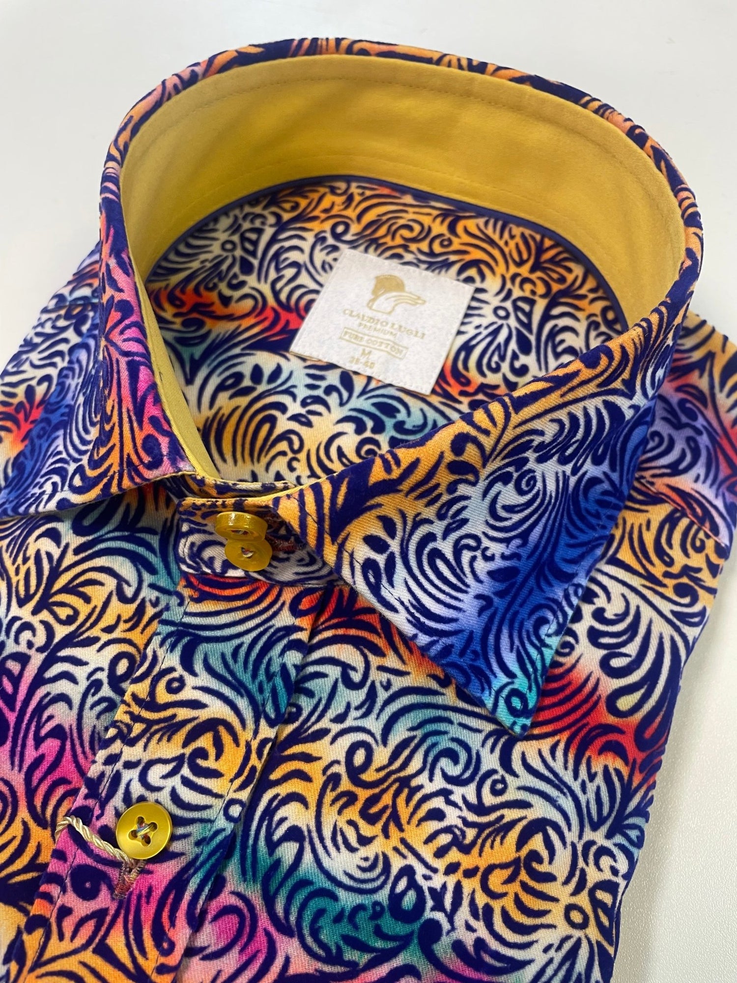 CL2599 STRIPE SILHOUETTE FLORAL FLOCKING SHIRT - Claudio Lugli Shirts