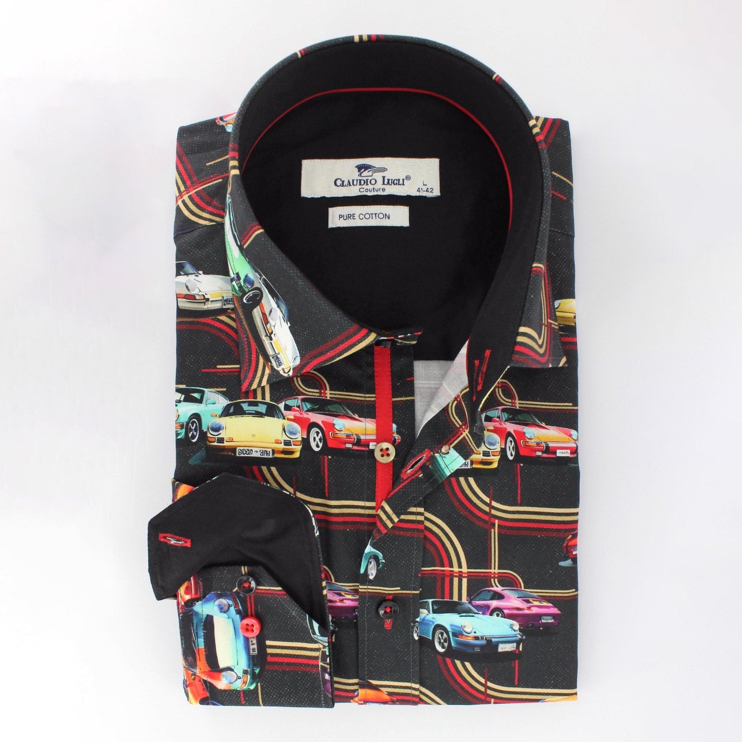 CLASSIC SPORTS CAR PRINT SHIRT – Premium Men's Patterned Shirt by Claudio Lugli | Bold Design, Tailored Fit, Best Printed Shirts