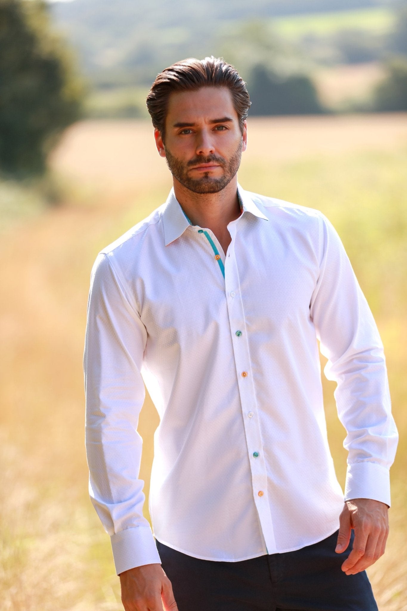 CLASSIC TEXTURED JACQUARD SHIRT WITH ABSTRACT FLORAL INSERT – Premium Men's Patterned Shirt by Claudio Lugli | Bold Design, Tailored Fit, Best Printed Shirts