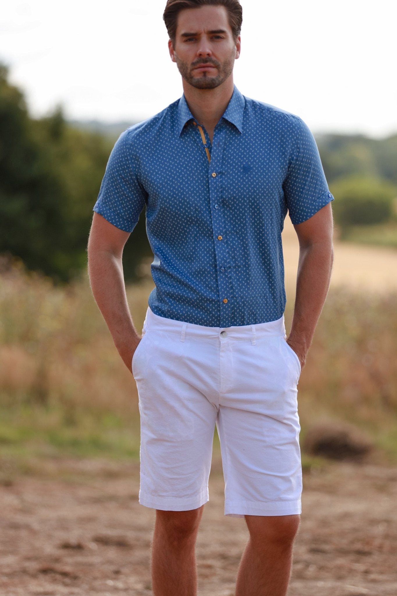 CLAUDIO LUGLI COTTON BLEND CHINO SHORTS 24 – Premium Men's Patterned Shirt by Claudio Lugli | Bold Design, Tailored Fit, Best Printed Shirts