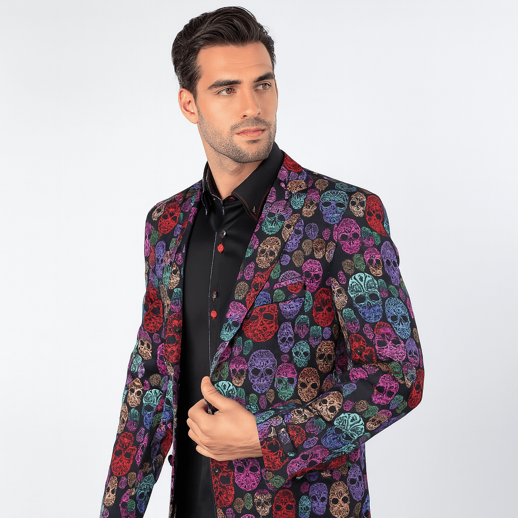 CLJ2126 SKULL BLAZER - Premium Men's Patterned Shirt by Claudio Lugli | Bold Design, Tailored Fit, Best Printed Shirts