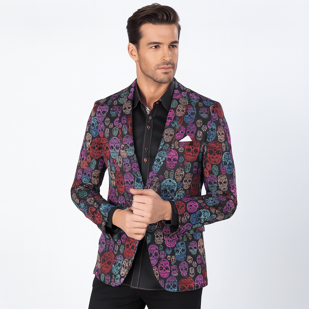 CLJ2126 SKULL BLAZER - Premium Men's Patterned Shirt by Claudio Lugli | Bold Design, Tailored Fit, Best Printed Shirts