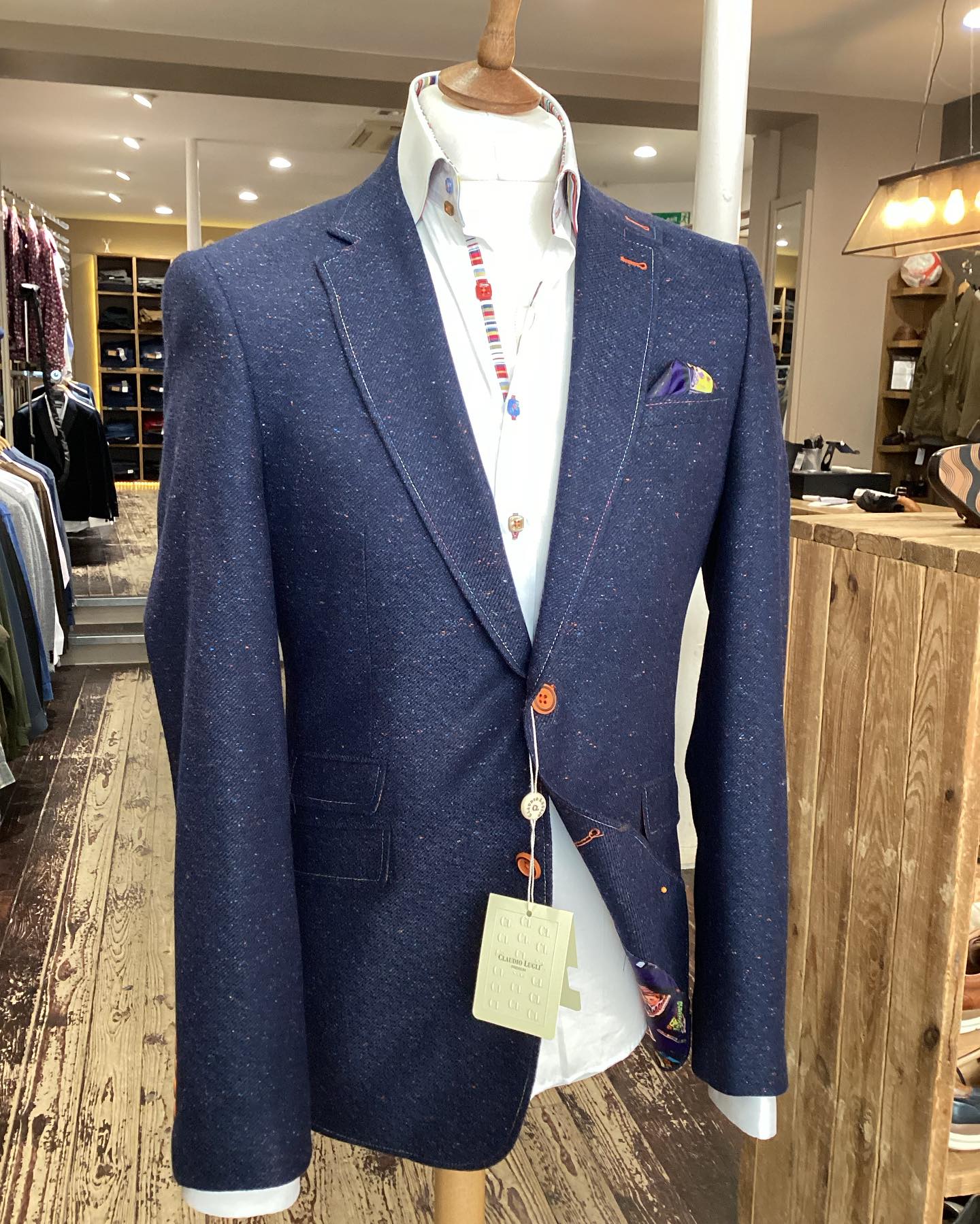 WOOL FLECKED JACKET – Premium Men's Patterned Shirt by Claudio Lugli | Bold Design, Tailored Fit, Best Printed Shirts