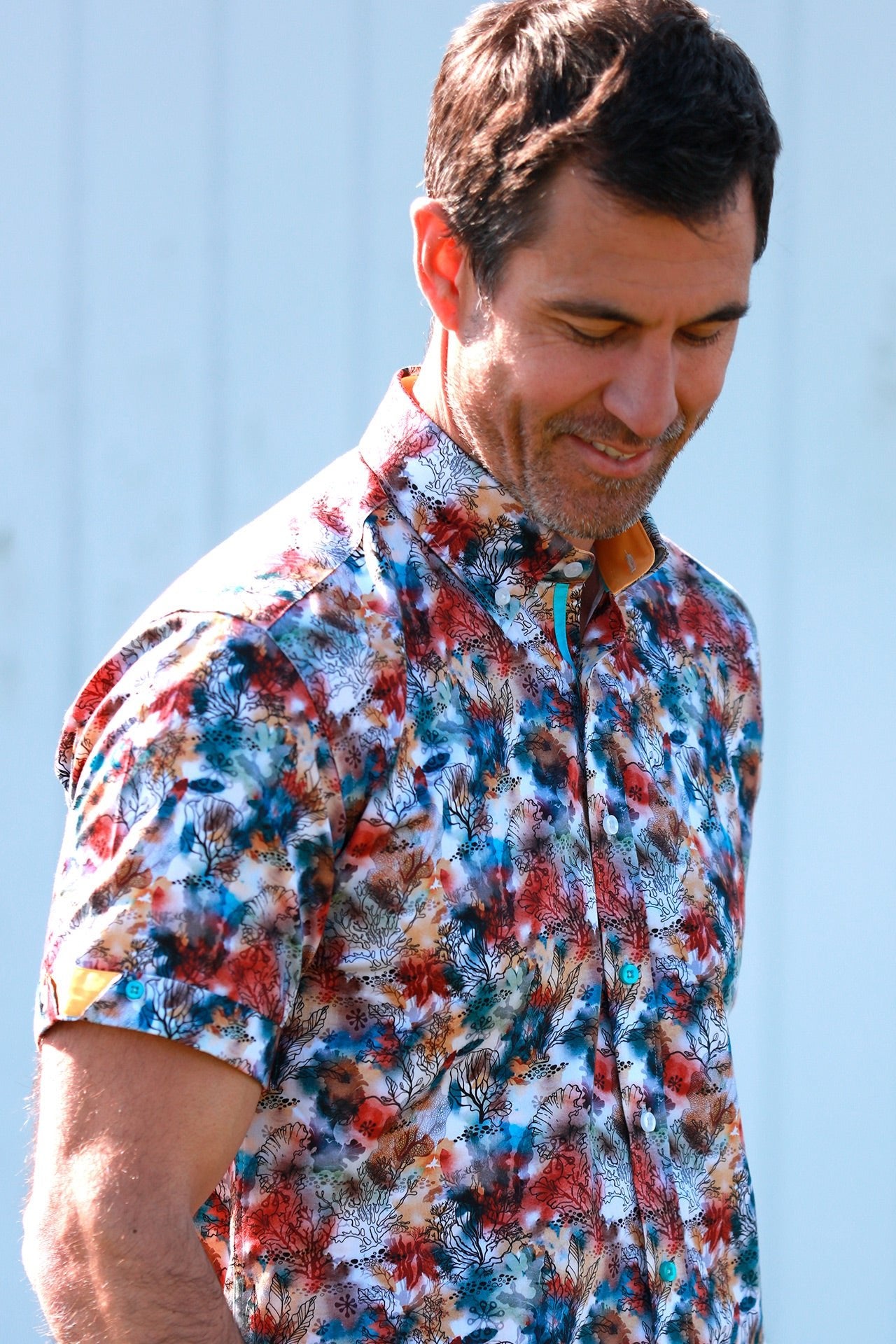 WATERCOLOR REEF SHORT SLEEVE SHIRT – Premium Men's Patterned Shirt by Claudio Lugli | Bold Design, Tailored Fit, Best Printed Shirts