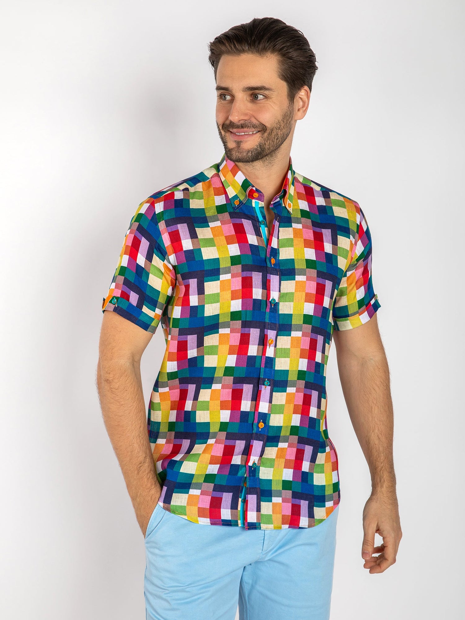 CLS2607 MULTICOLOUR LINEN - Claudio Lugli Shirts