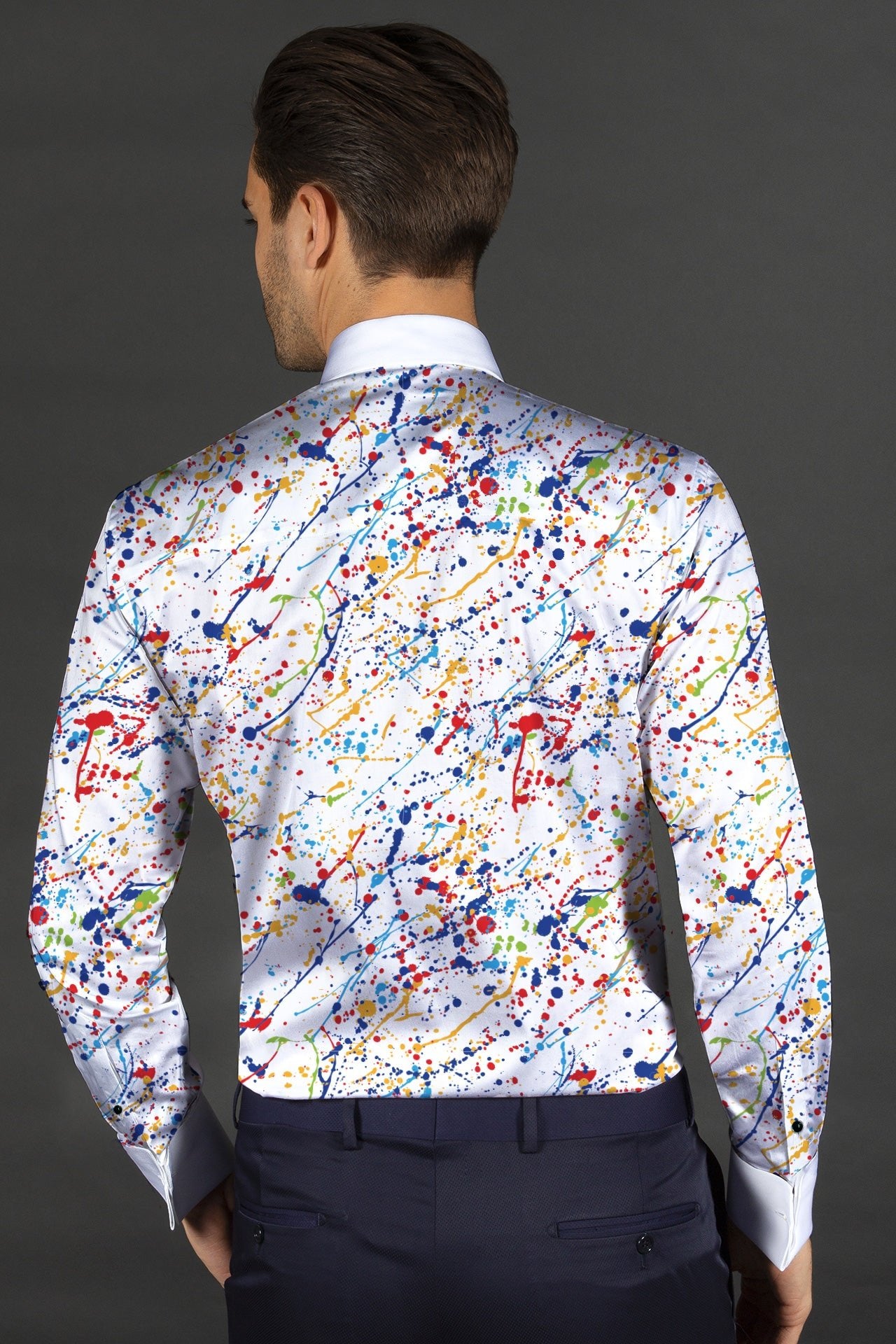 PAINT SPLASH TUXEDO SHIRT - Premium Men's Patterned Shirt by Claudio Lugli | Bold Design, Tailored Fit, Best Printed Shirts