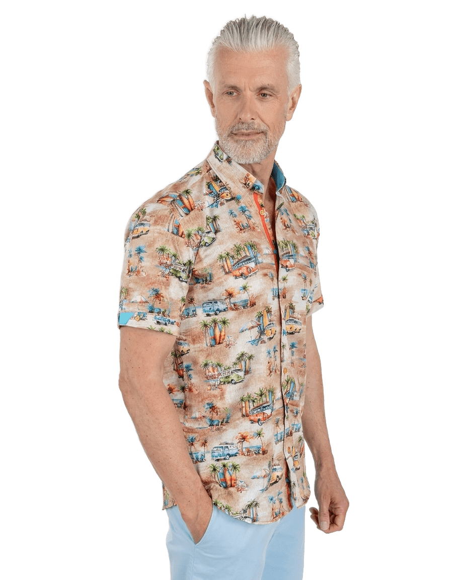 Coastal Camper Cruiser Print Short Sleeve Shirt - Claudio Lugli Shirts