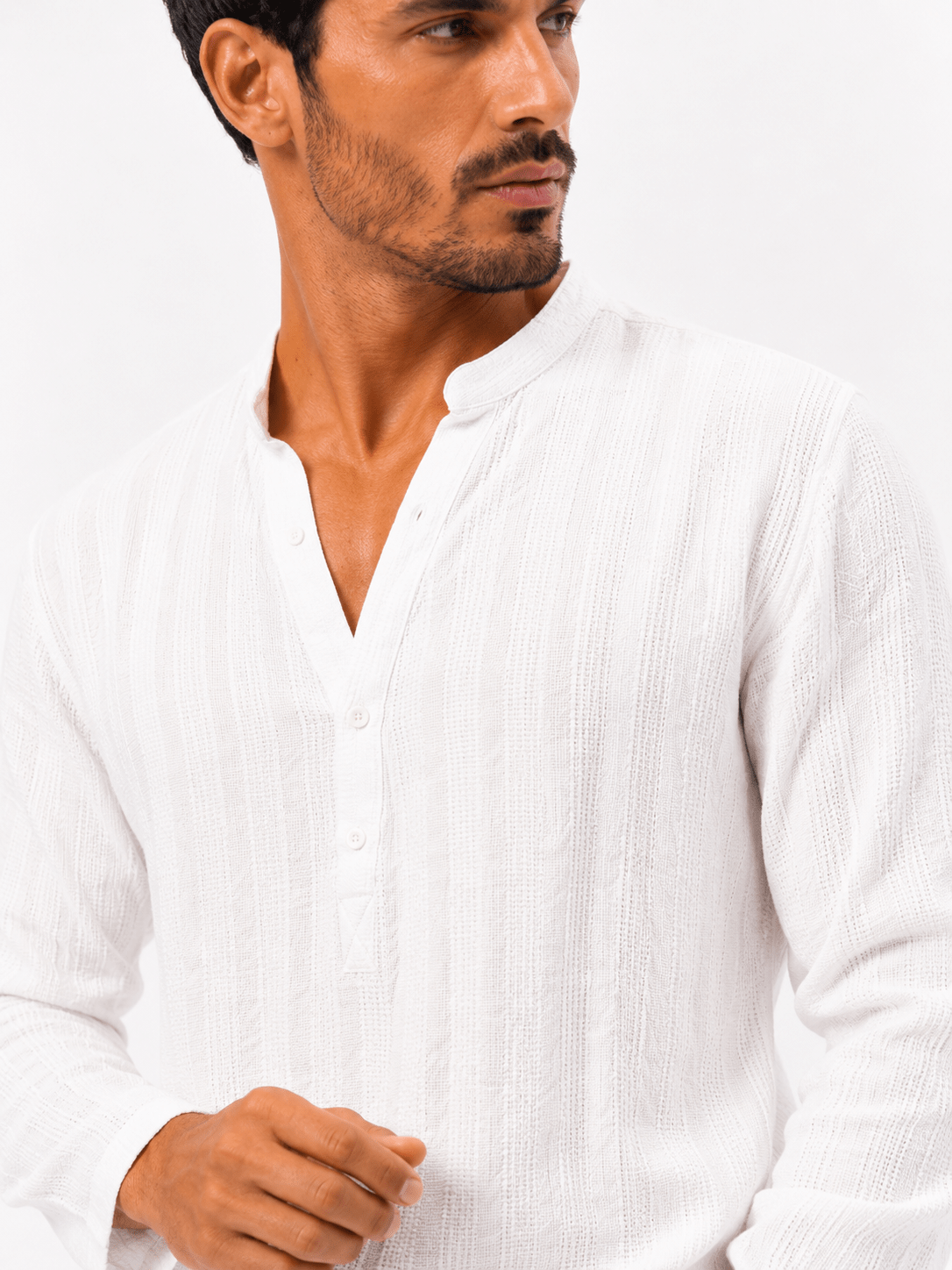 COLLARLESS CLASSIC COTTON KNIT SUMMER SHIRT - Claudio Lugli Shirts