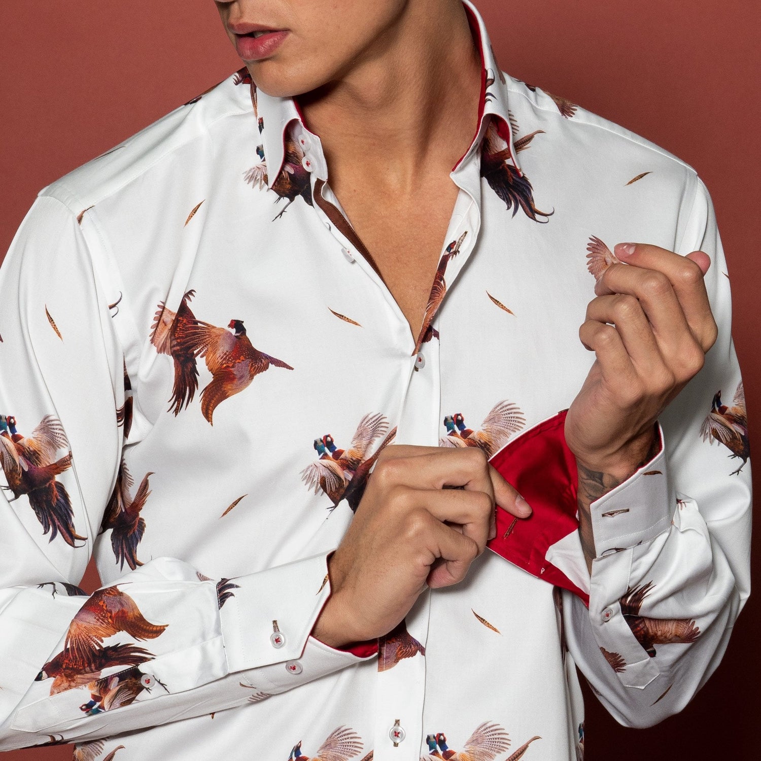 COURTSHIP PHEASANTS PRINT SHIRT – Premium Men's Patterned Shirt by Claudio Lugli | Bold Design, Tailored Fit, Best Printed Shirts