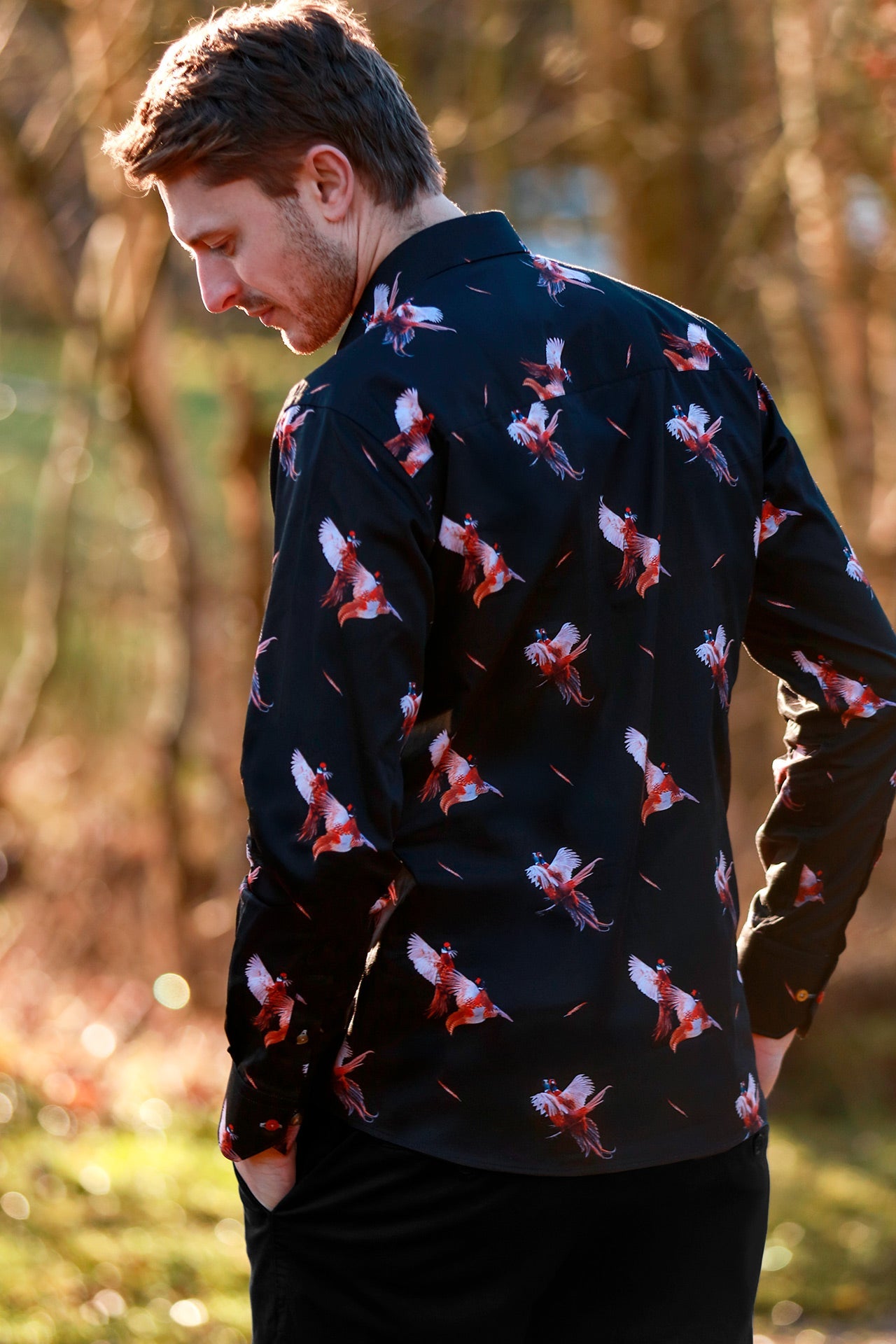 COURTSHIP PHEASANTS PRINT SHIRT – Premium Men's Patterned Shirt by Claudio Lugli | Bold Design, Tailored Fit, Best Printed Shirts