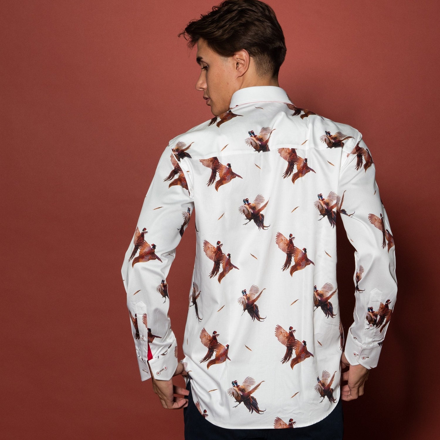 COURTSHIP PHEASANTS PRINT SHIRT – Premium Men's Patterned Shirt by Claudio Lugli | Bold Design, Tailored Fit, Best Printed Shirts