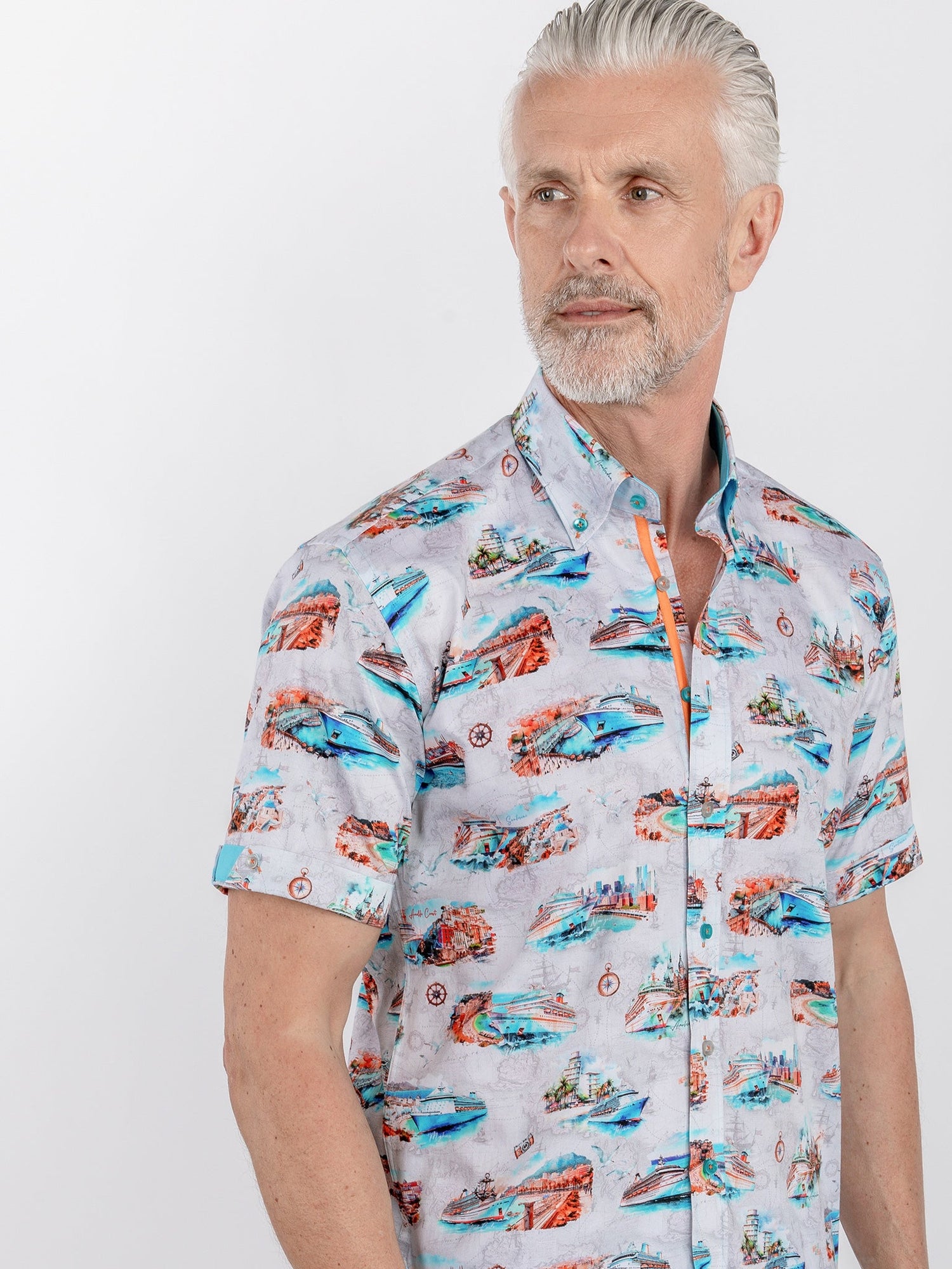 CRUISE LINER PRINT SHORT SLEEVE SHIRT - Claudio Lugli Shirts