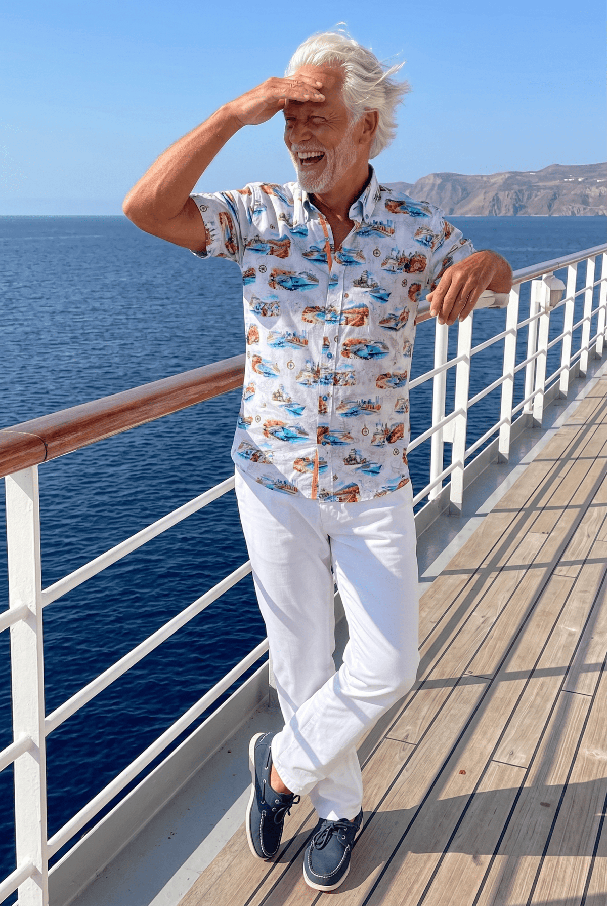 Cruise Liner Print Short Sleeve Shirt - Claudio Lugli Shirts