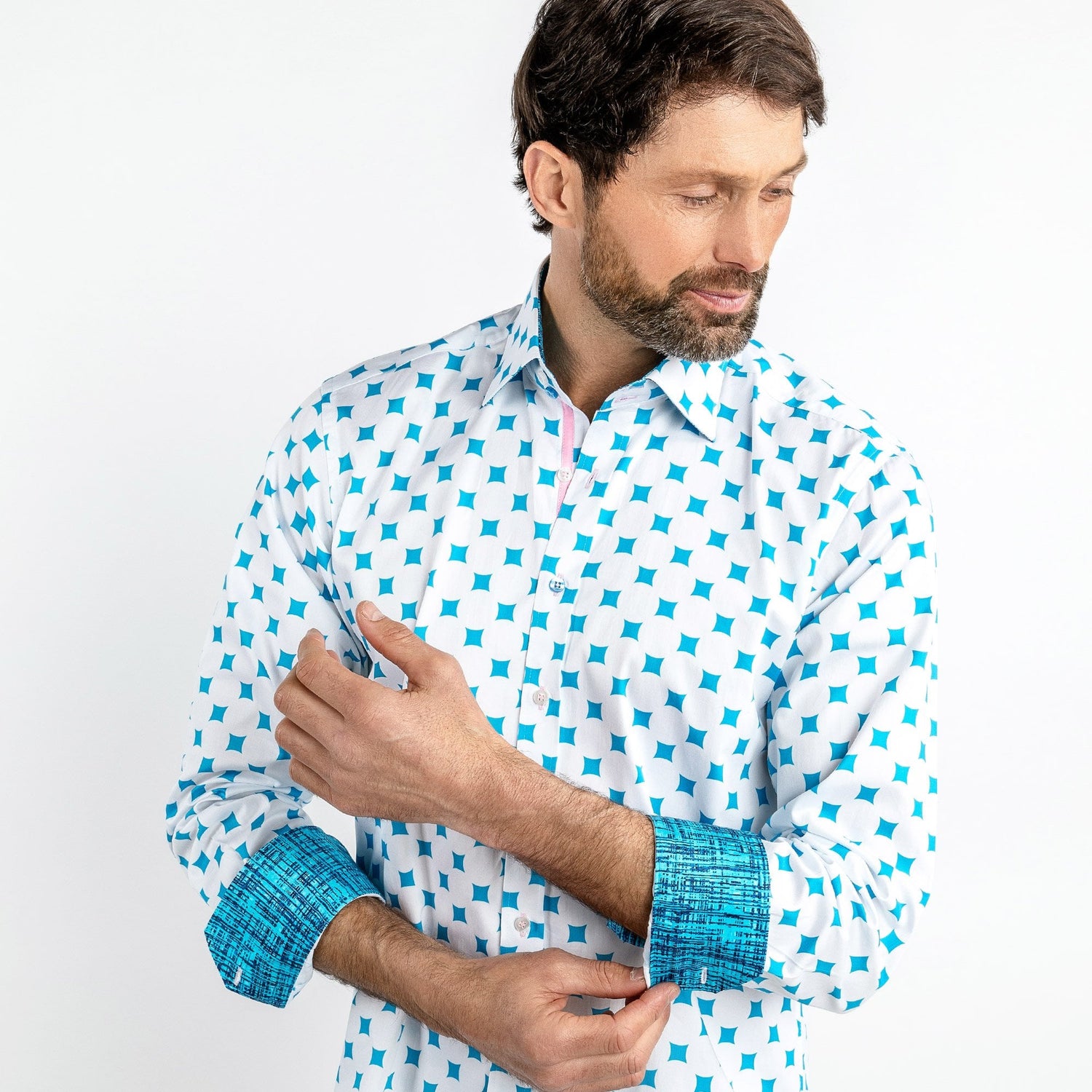 CURVED DIAMONDS PRINT SHIRT - Premium Men's Patterned Shirt by Claudio Lugli | Bold Design, Tailored Fit, Best Printed Shirts