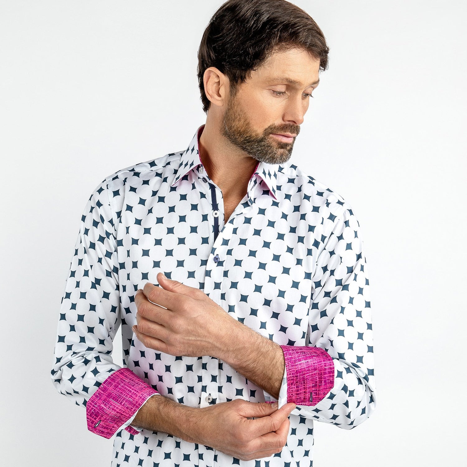 CURVED DIAMONDS PRINT SHIRT - Premium Men's Patterned Shirt by Claudio Lugli | Bold Design, Tailored Fit, Best Printed Shirts