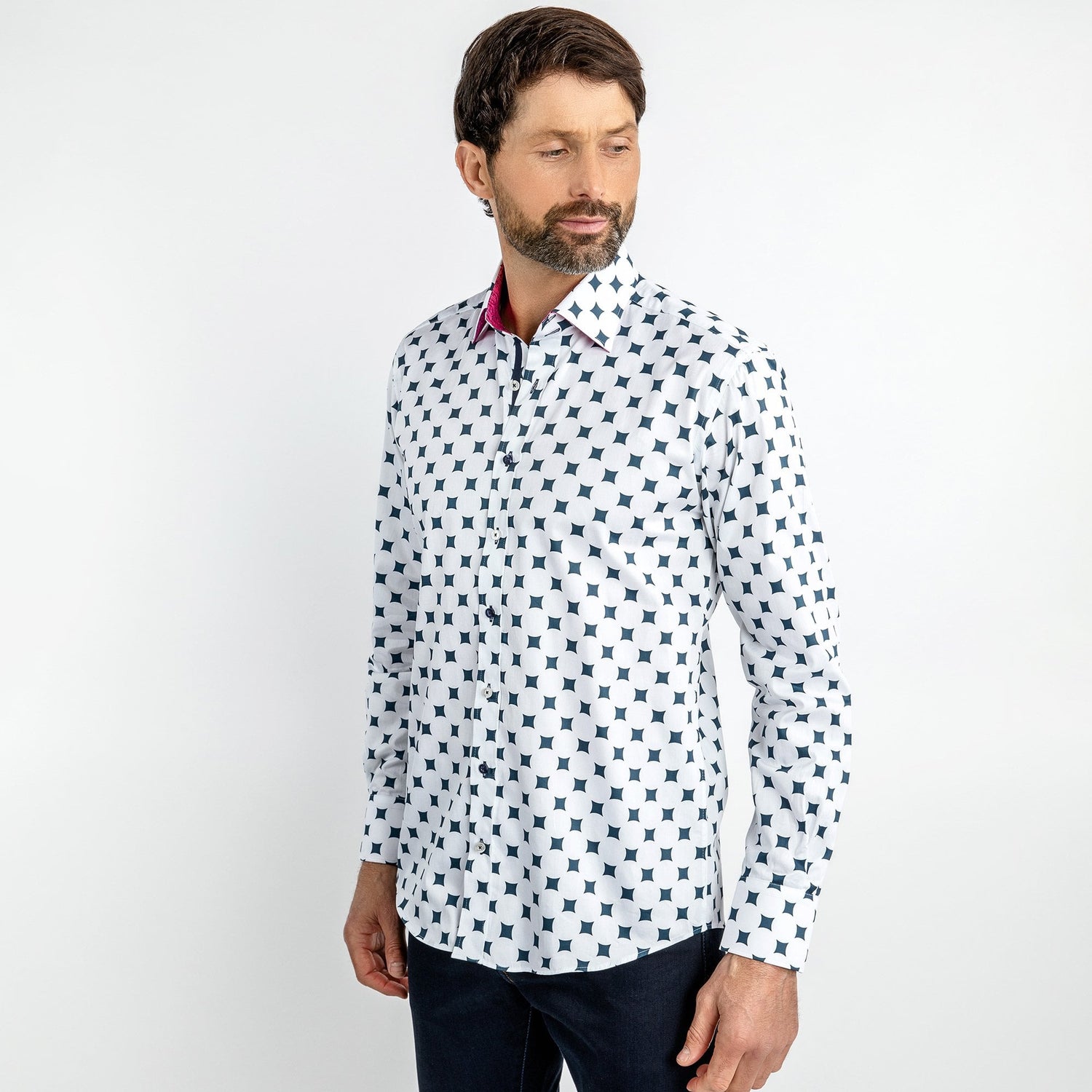 CURVED DIAMONDS PRINT SHIRT - Premium Men's Patterned Shirt by Claudio Lugli | Bold Design, Tailored Fit, Best Printed Shirts