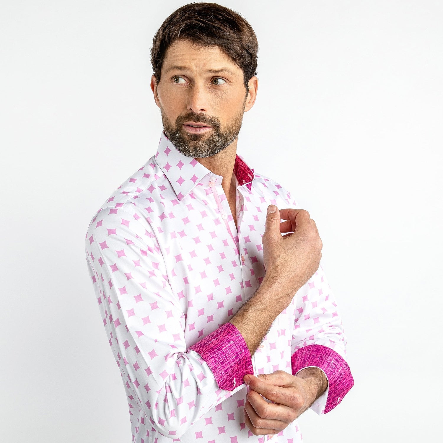 CURVED DIAMONDS PRINT SHIRT - Premium Men's Patterned Shirt by Claudio Lugli | Bold Design, Tailored Fit, Best Printed Shirts