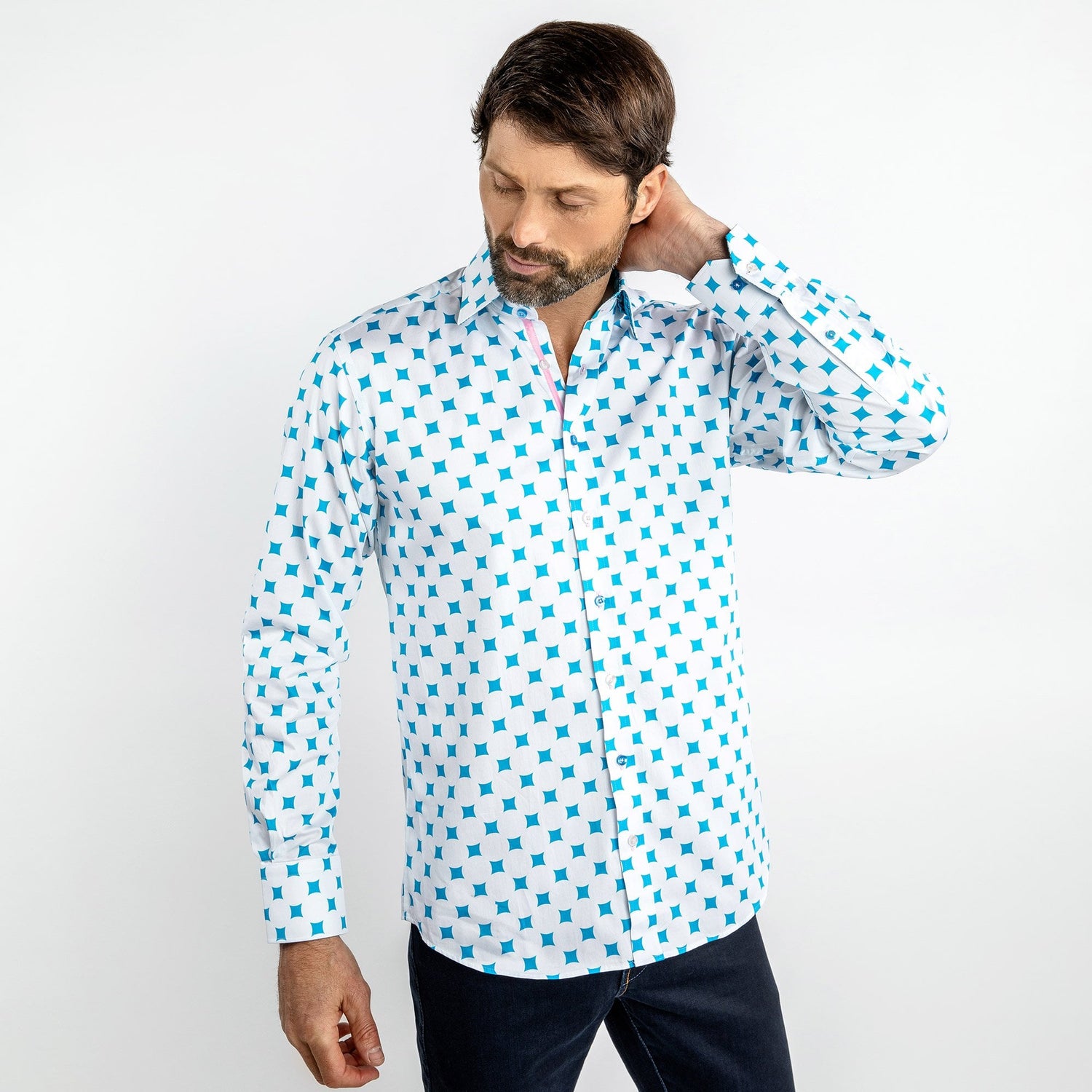 CURVED DIAMONDS PRINT SHIRT - Premium Men's Patterned Shirt by Claudio Lugli | Bold Design, Tailored Fit, Best Printed Shirts