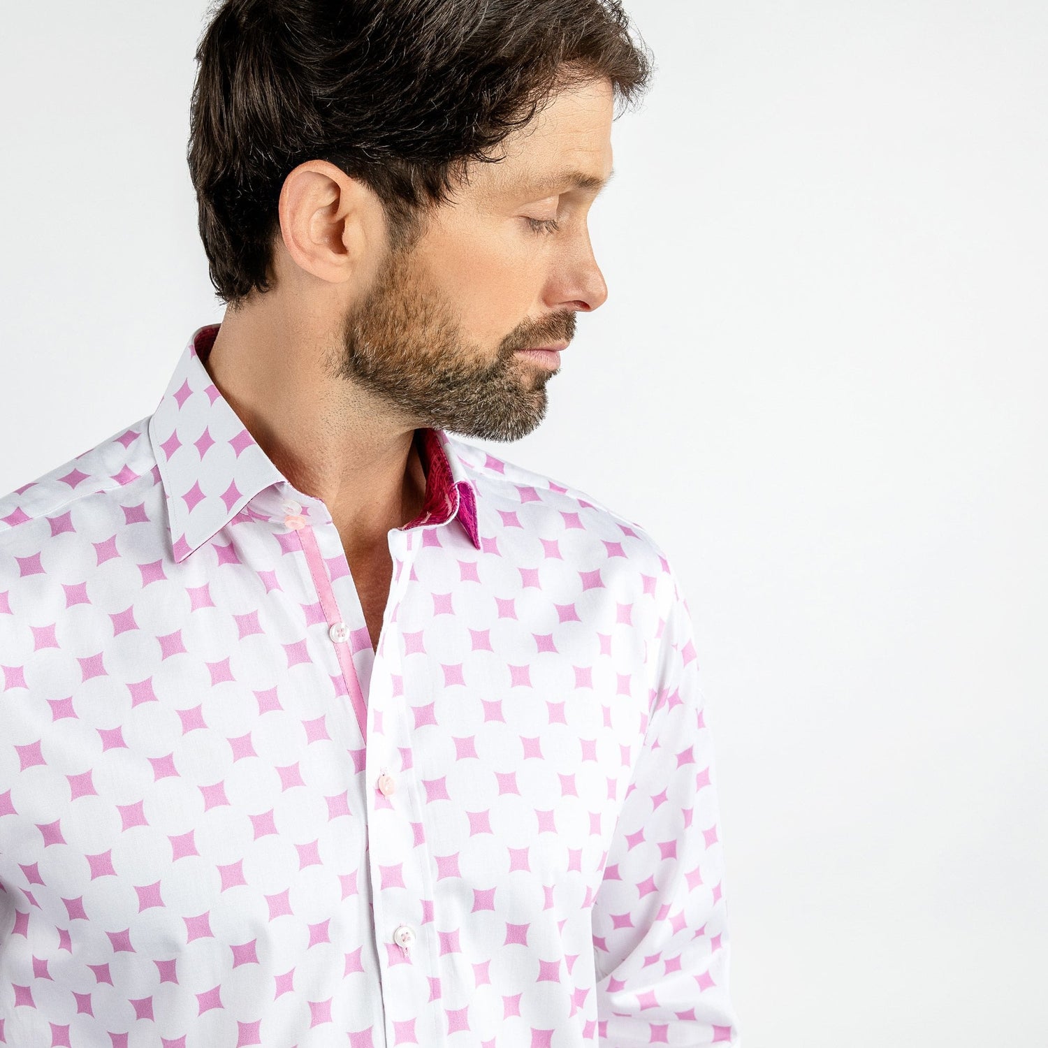 CURVED DIAMONDS PRINT SHIRT - Premium Men's Patterned Shirt by Claudio Lugli | Bold Design, Tailored Fit, Best Printed Shirts