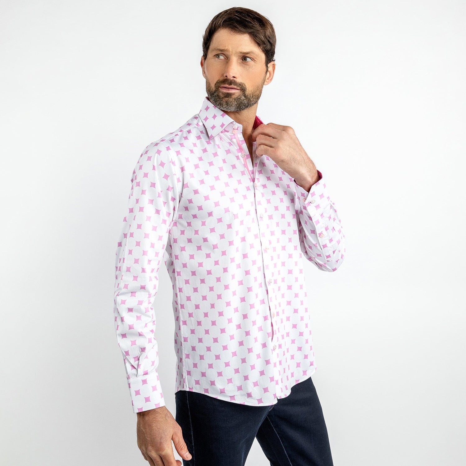 CURVED DIAMONDS PRINT SHIRT - Premium Men's Patterned Shirt by Claudio Lugli | Bold Design, Tailored Fit, Best Printed Shirts