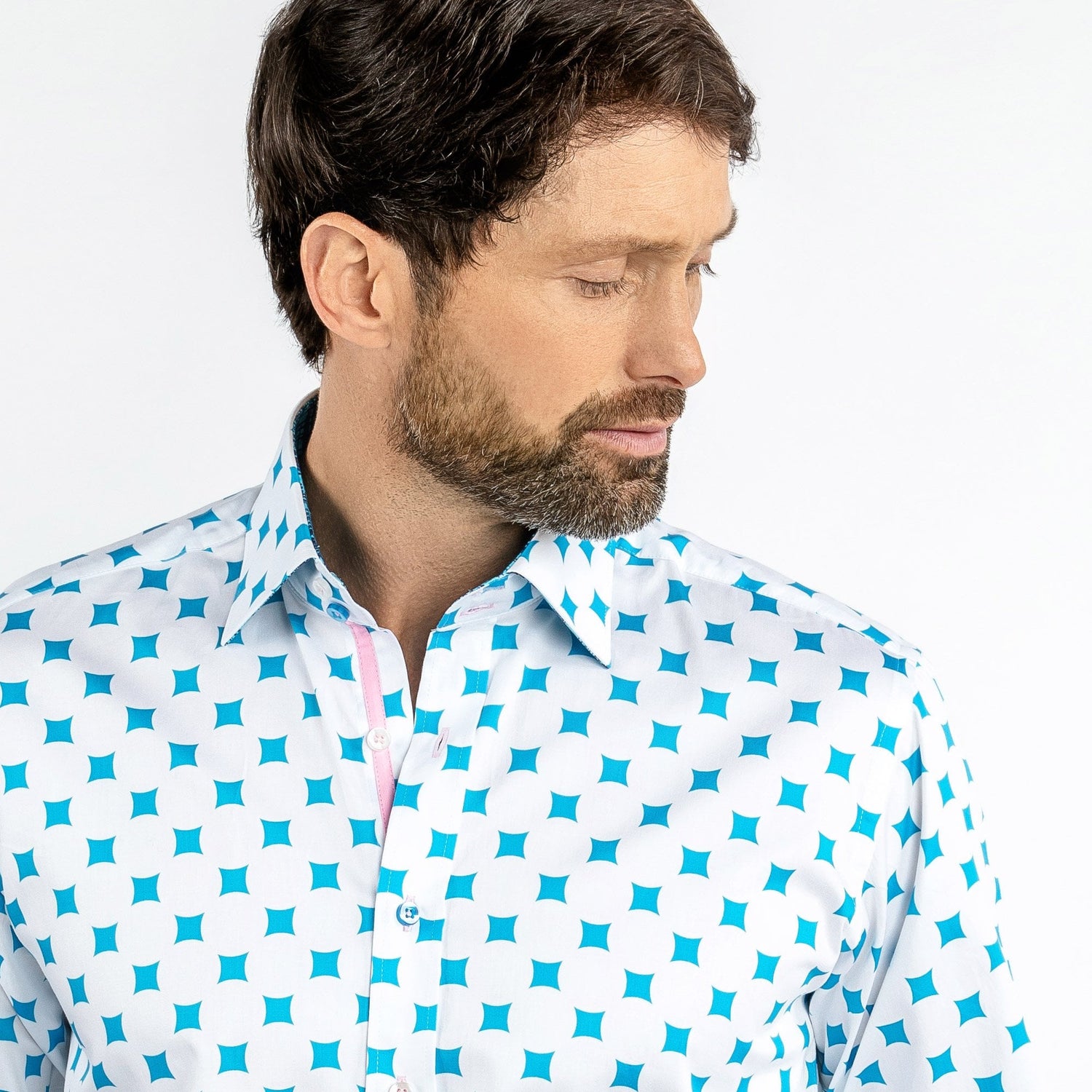CURVED DIAMONDS PRINT SHIRT - Premium Men's Patterned Shirt by Claudio Lugli | Bold Design, Tailored Fit, Best Printed Shirts