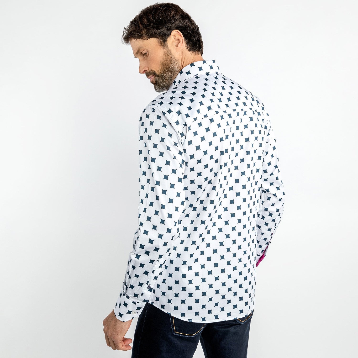 CURVED DIAMONDS PRINT SHIRT - Premium Men's Patterned Shirt by Claudio Lugli | Bold Design, Tailored Fit, Best Printed Shirts