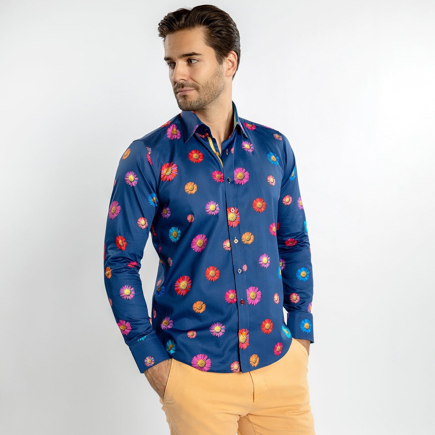 DAISY FLOWER PRINT SHIRT - Premium Men's Patterned Shirt by Claudio Lugli | Bold Design, Tailored Fit, Best Printed Shirts