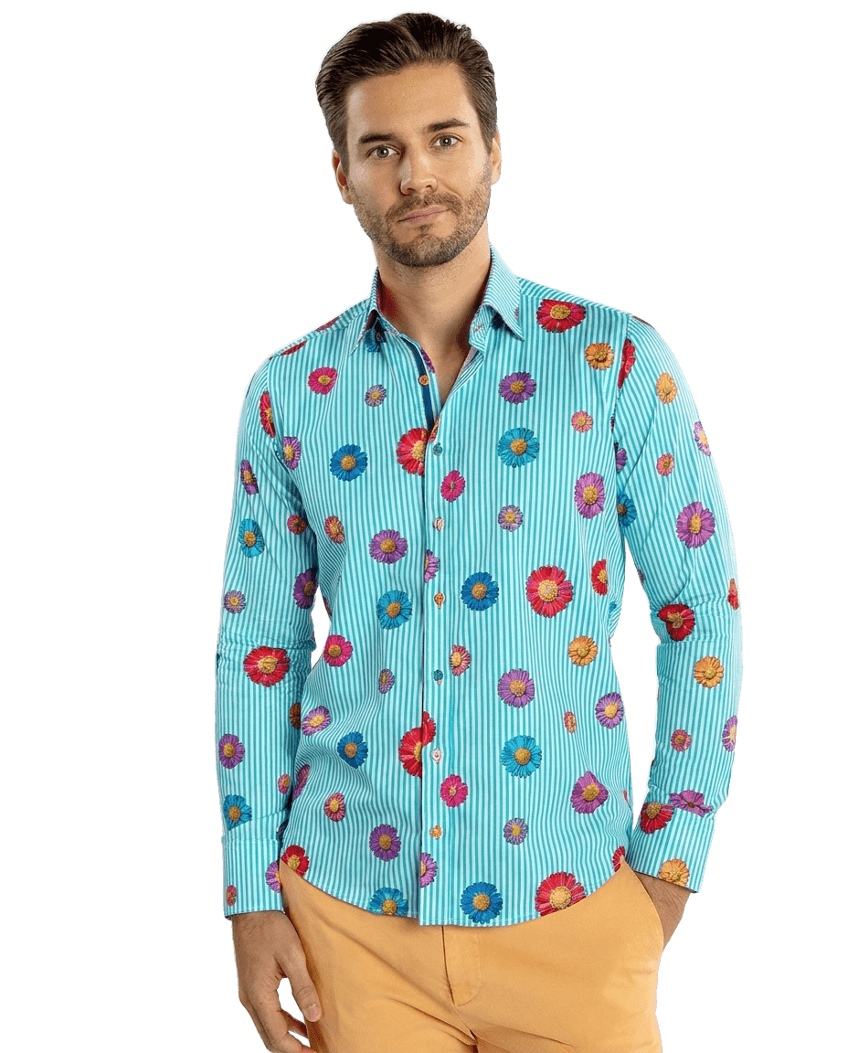 Daisy Stripe Print Shirt - Claudio Lugli Shirts