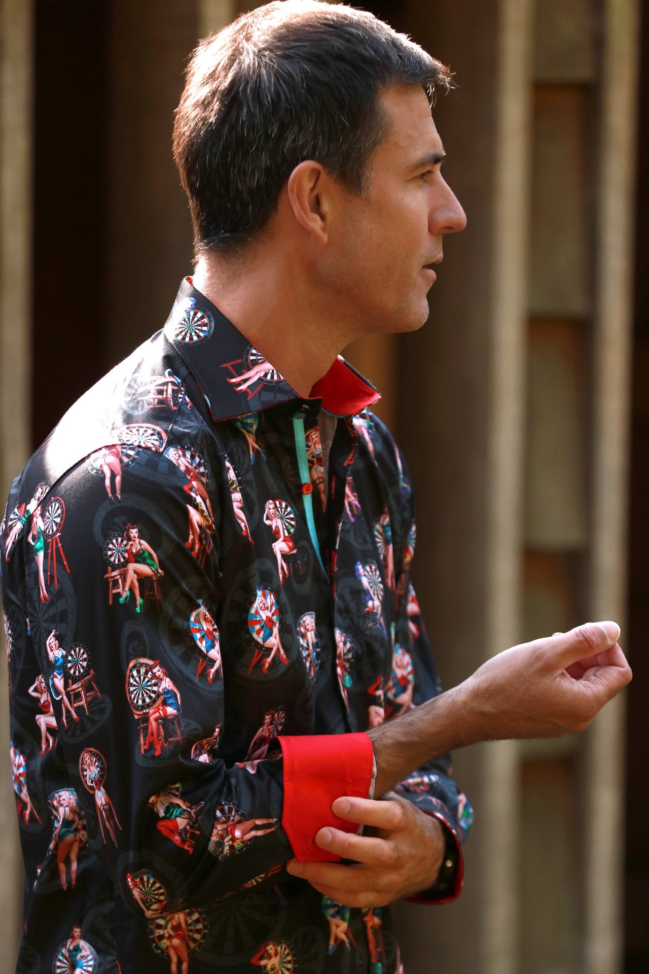 DARTBOARD PINUP PRINT SHIRT – Premium Men's Patterned Shirt by Claudio Lugli | Bold Design, Tailored Fit, Best Printed Shirts