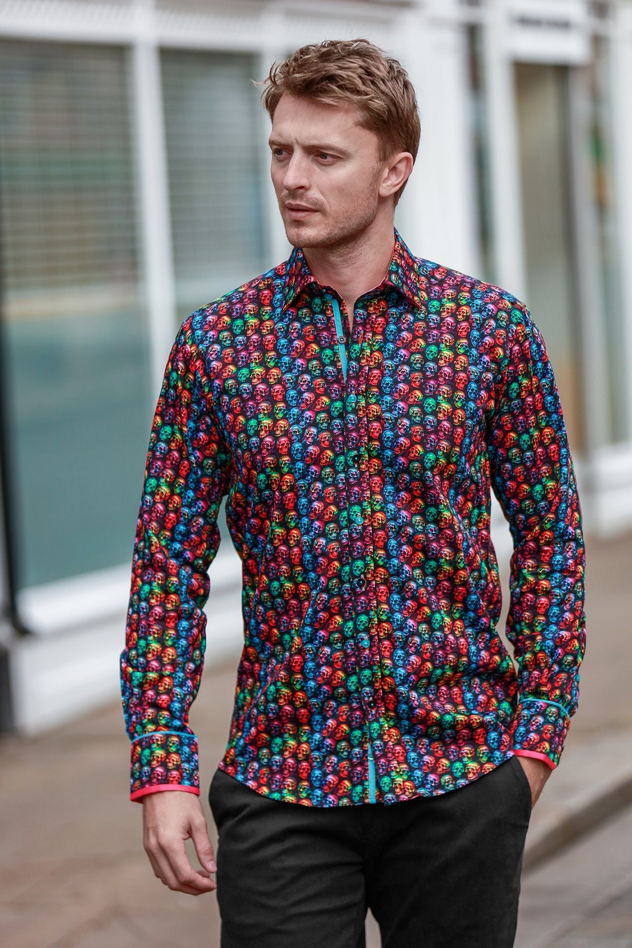 Day of the Dead Neon Skulls Print Shirt - Claudio Lugli Shirts