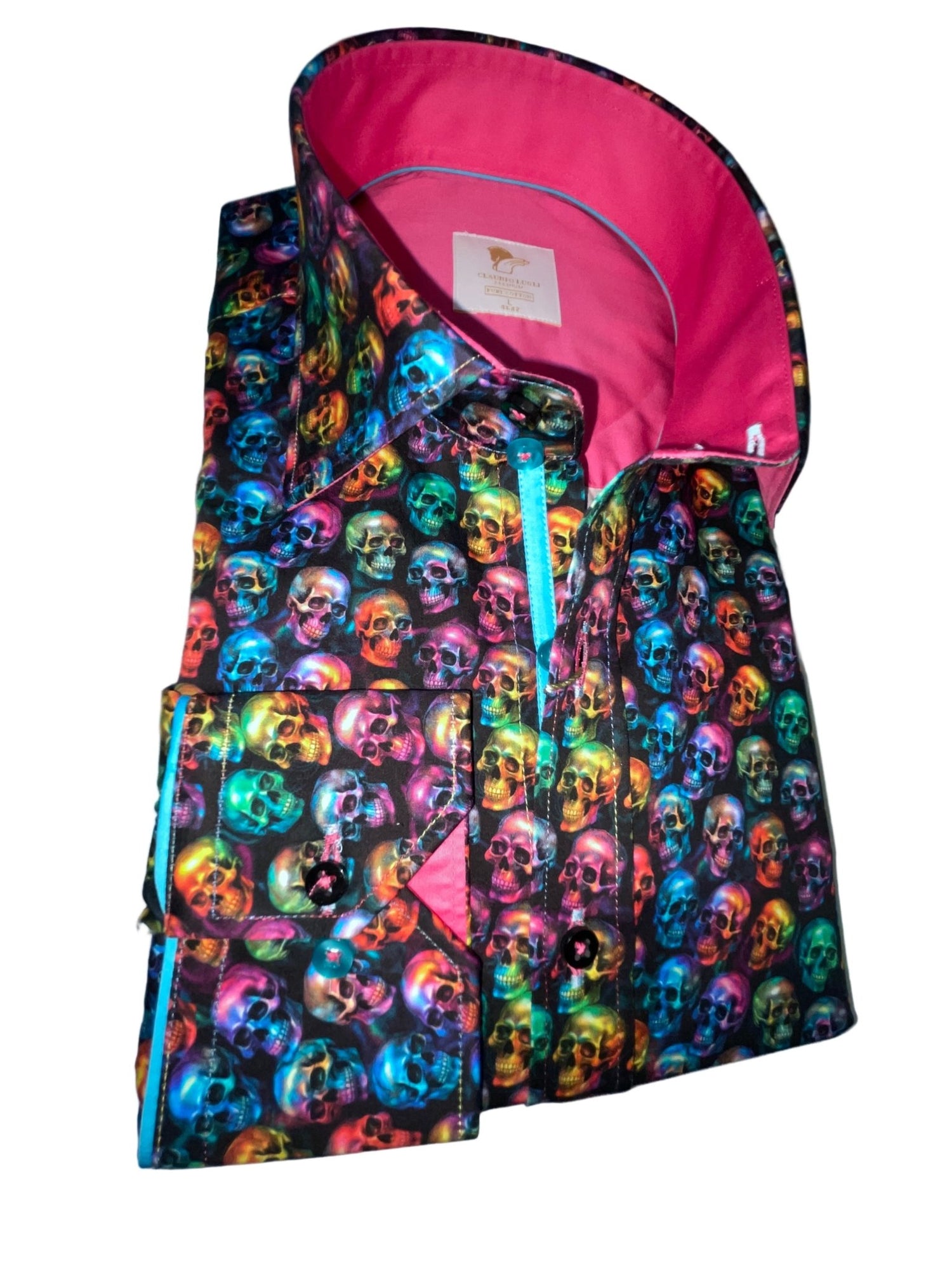 π DAY OF THE DEAD NEON SKULLS PRINT SHIRT π - Claudio Lugli Shirts