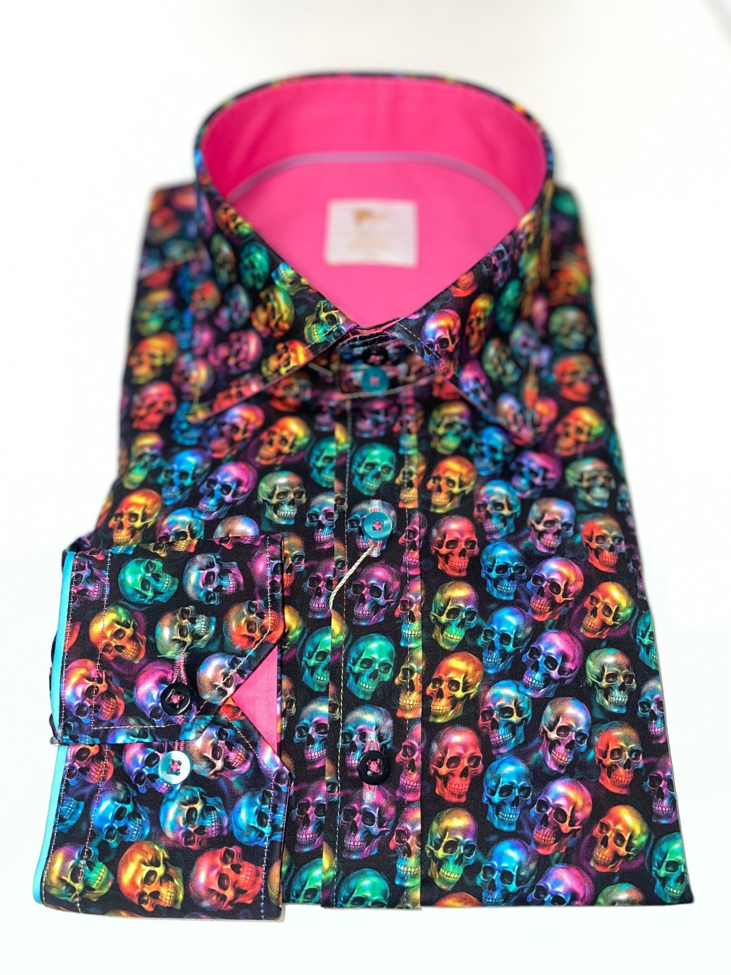 π DAY OF THE DEAD NEON SKULLS PRINT SHIRT π - Claudio Lugli Shirts