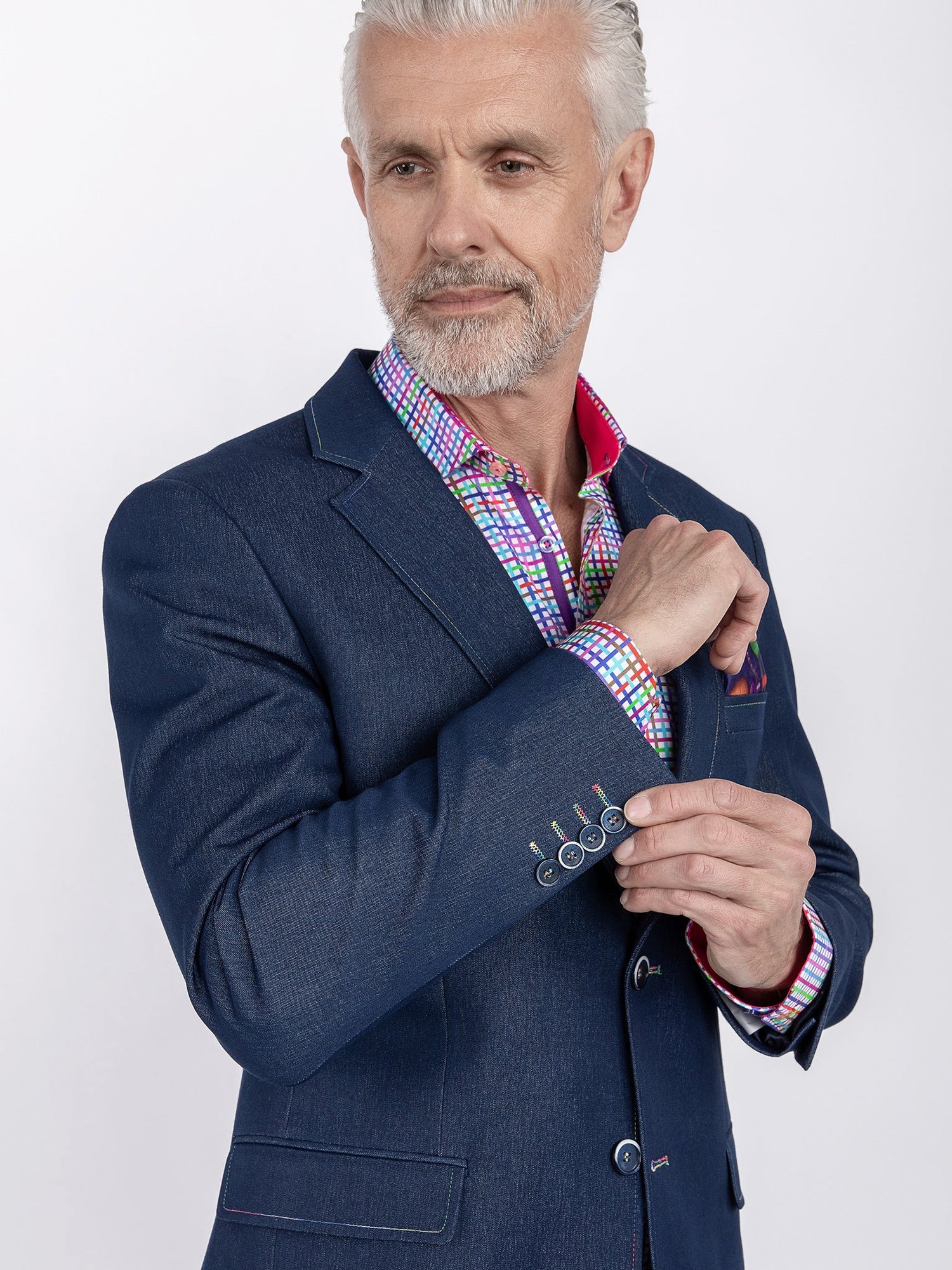 DENIM LOOK MULTI - STITCH BLAZER - STYLISH & VERSATILE - Claudio Lugli Shirts