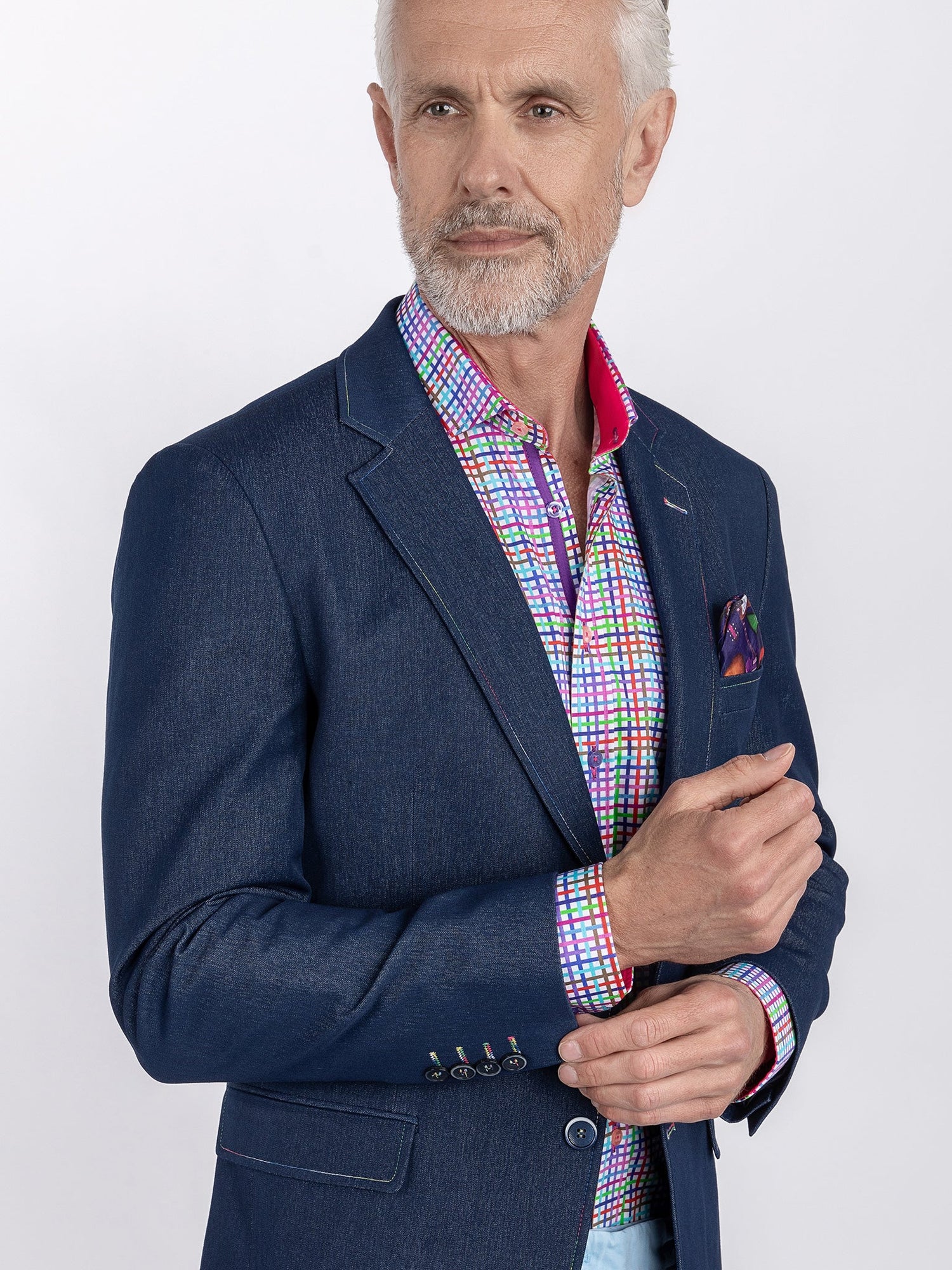 DENIM LOOK MULTI - STITCH BLAZER - STYLISH & VERSATILE - Claudio Lugli Shirts